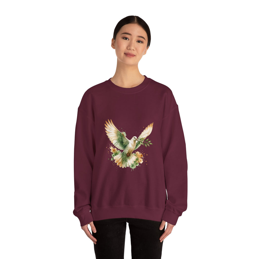 Matching Couple Sweatshirt - Wolf & Dove Matching Couple Crewneck Sweatshirt Watercolor Art His Hers Engagement Gift - Design B