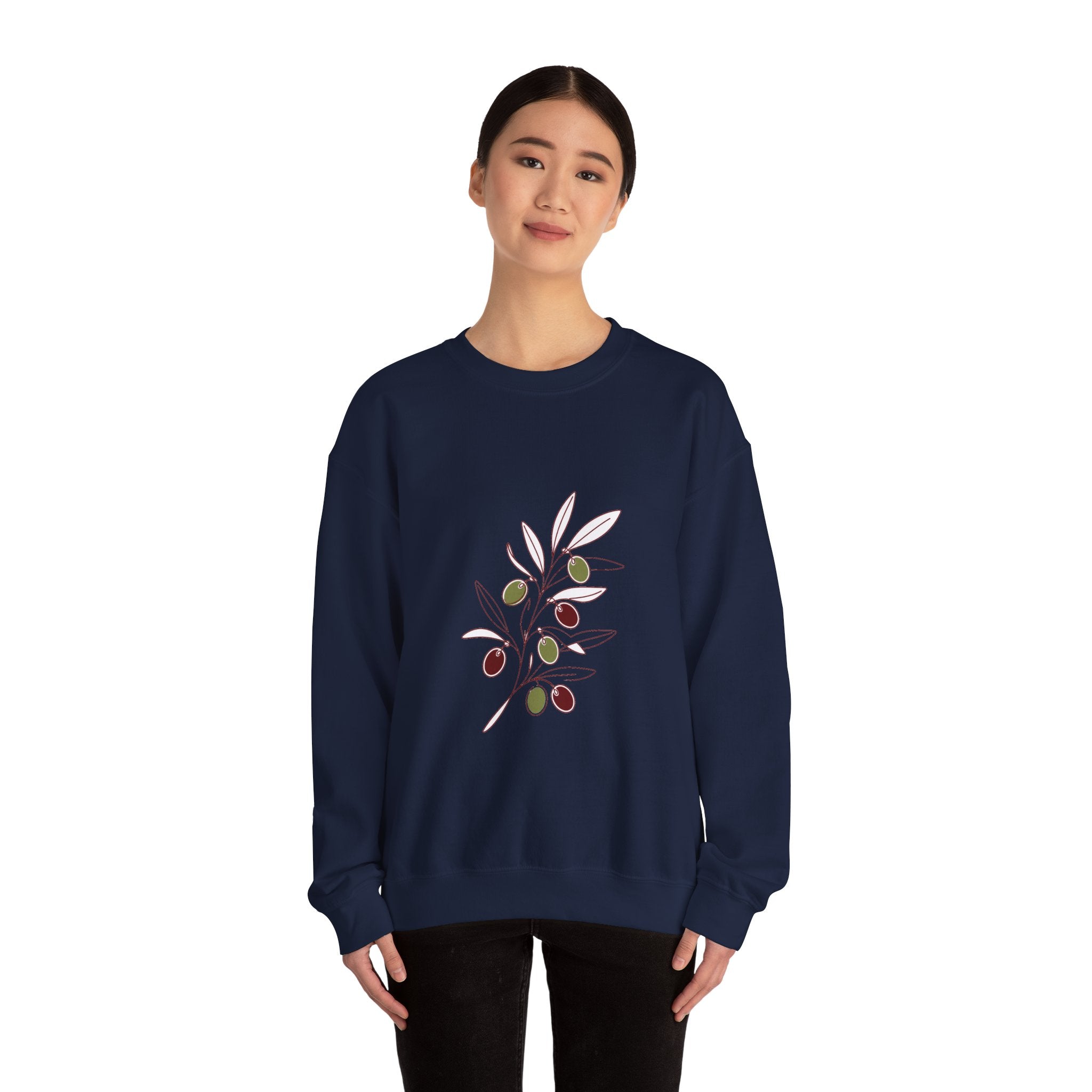 Matching Couple Sweatshirt - Olive Branch & Fig Matching Couple Crewneck Sweatshirt Minimalist Art His Hers Valentine Gift - Design A