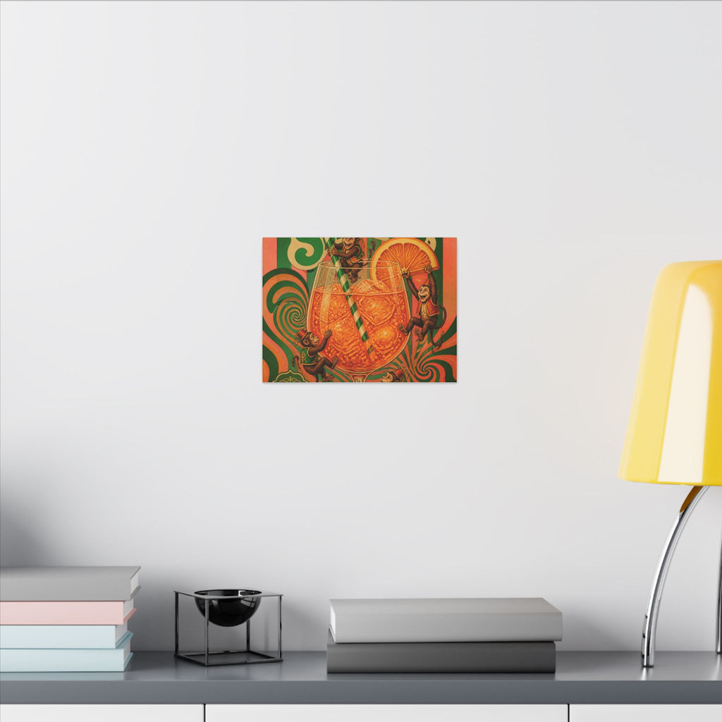 Aperol Spritz Monkeys Wall Art Canvas 16×20 Psychedelic Cafe Decor Maximalist Print