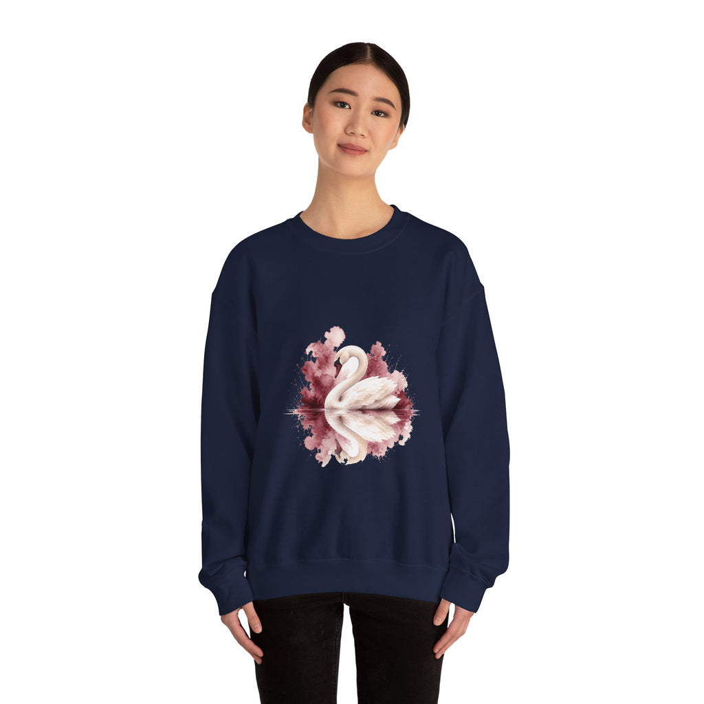 Matching Couple Sweatshirt - Raven & Swan Matching Couple Premium Fleece Sweatshirt Watercolor Art His Hers Birthday Gift - Design B