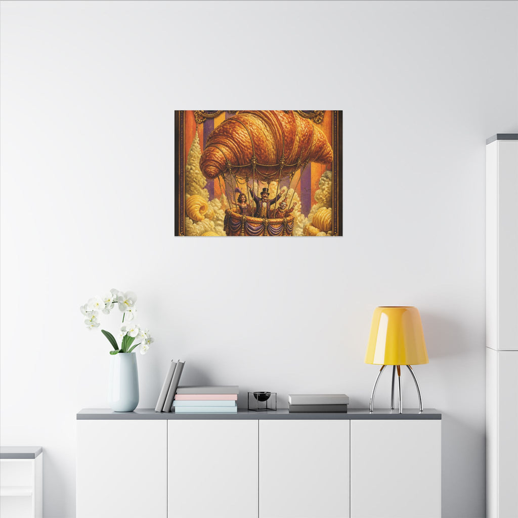 Croissant Hot Air Balloon Wall Art Canvas 16×20 Baroque Home Office Decor Maximalist Print