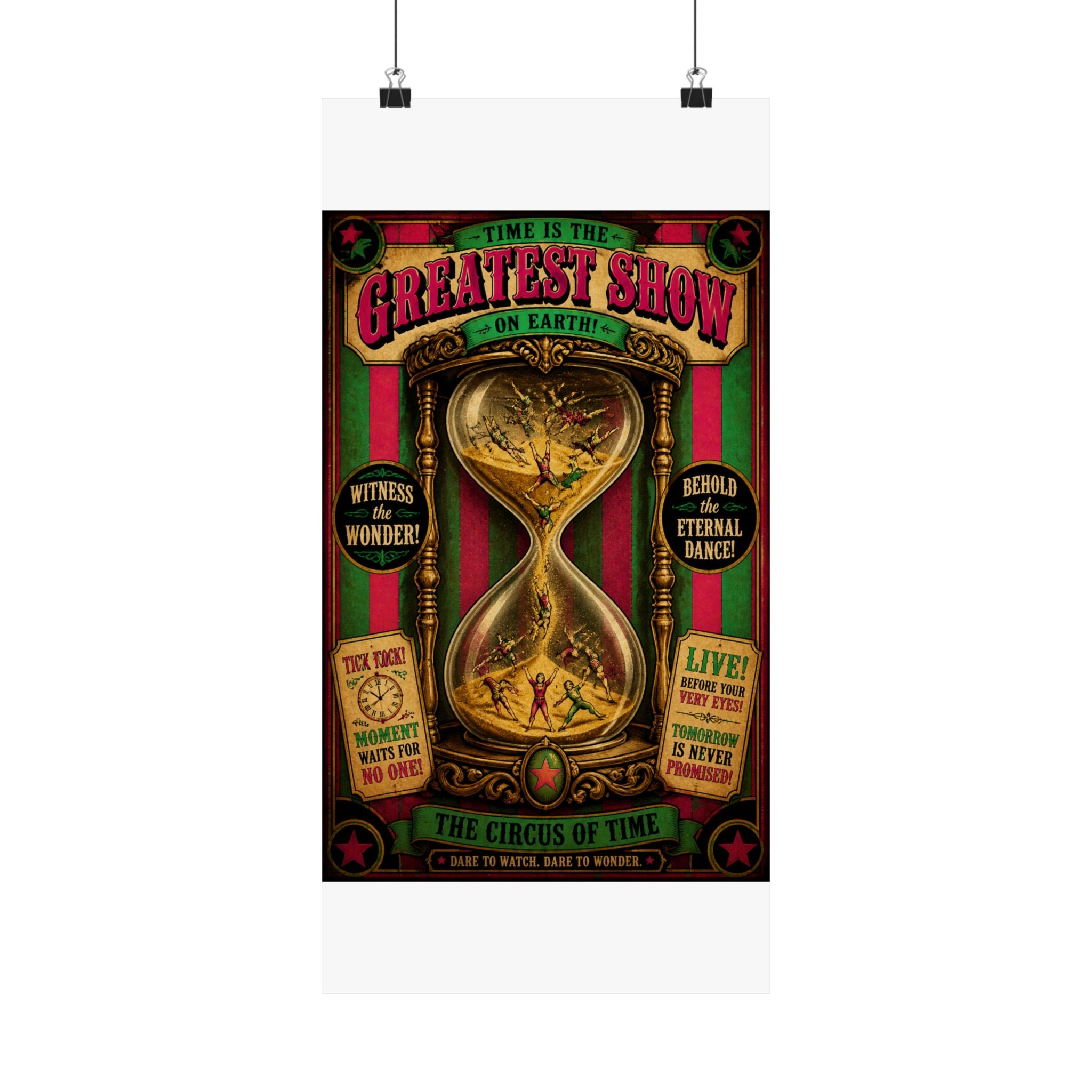 Hourglass Acrobats Wall Art Poster 18×24 Vintage Circus Kitchen Decor Maximalist Print