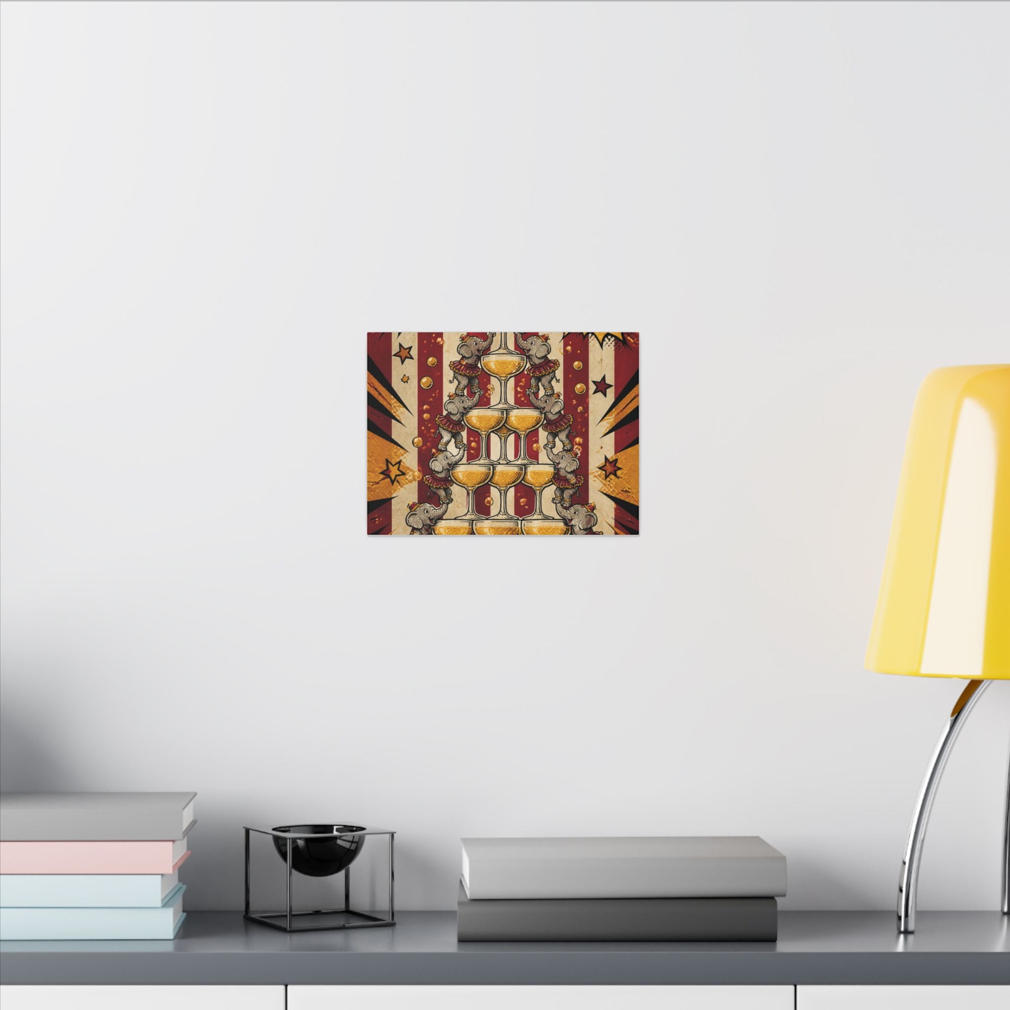 Champagne Tower Elephants Wall Art Canvas 24×36 Pop Art Restaurant Decor Maximalist Print