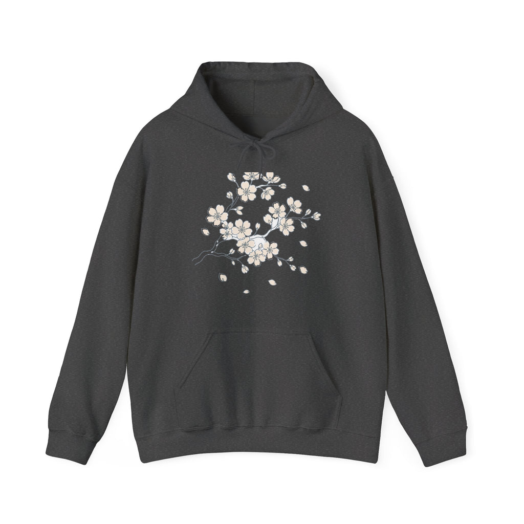 Matching Couple Sweatshirt - Cherry Blossom & Maple Leaf Matching Couple Hooded Sweatshirt Minimalist Art His Hers Valentine Gift - Design A