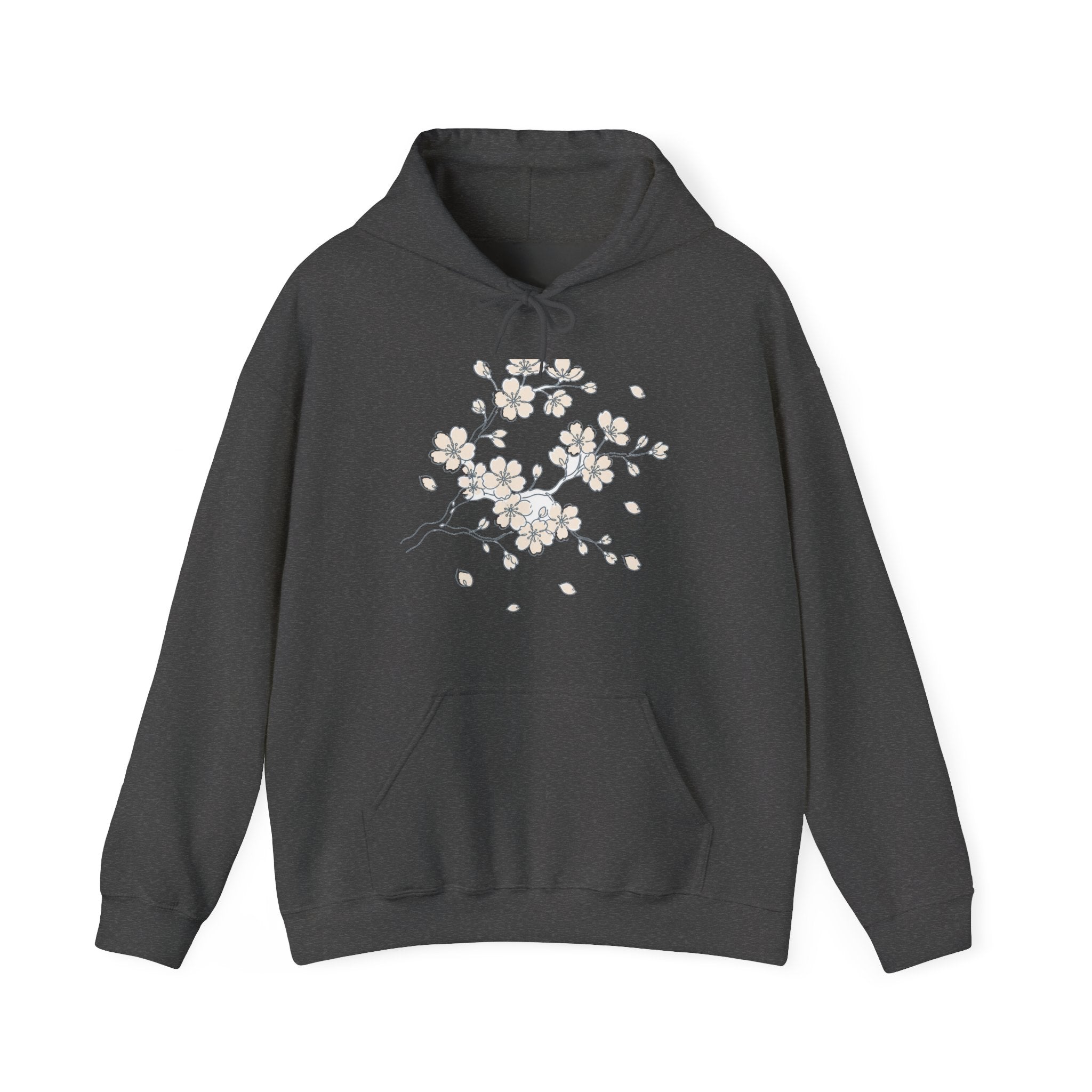 Matching Couple Sweatshirt - Cherry Blossom & Maple Leaf Matching Couple Hooded Sweatshirt Minimalist Art His Hers Valentine Gift - Design A