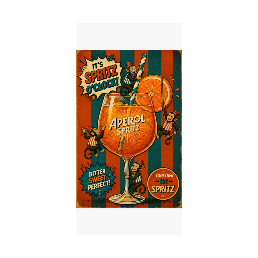 Aperol Spritz Monkeys Wall Art Poster 24×36 Pop Art Restaurant Decor Maximalist Print
