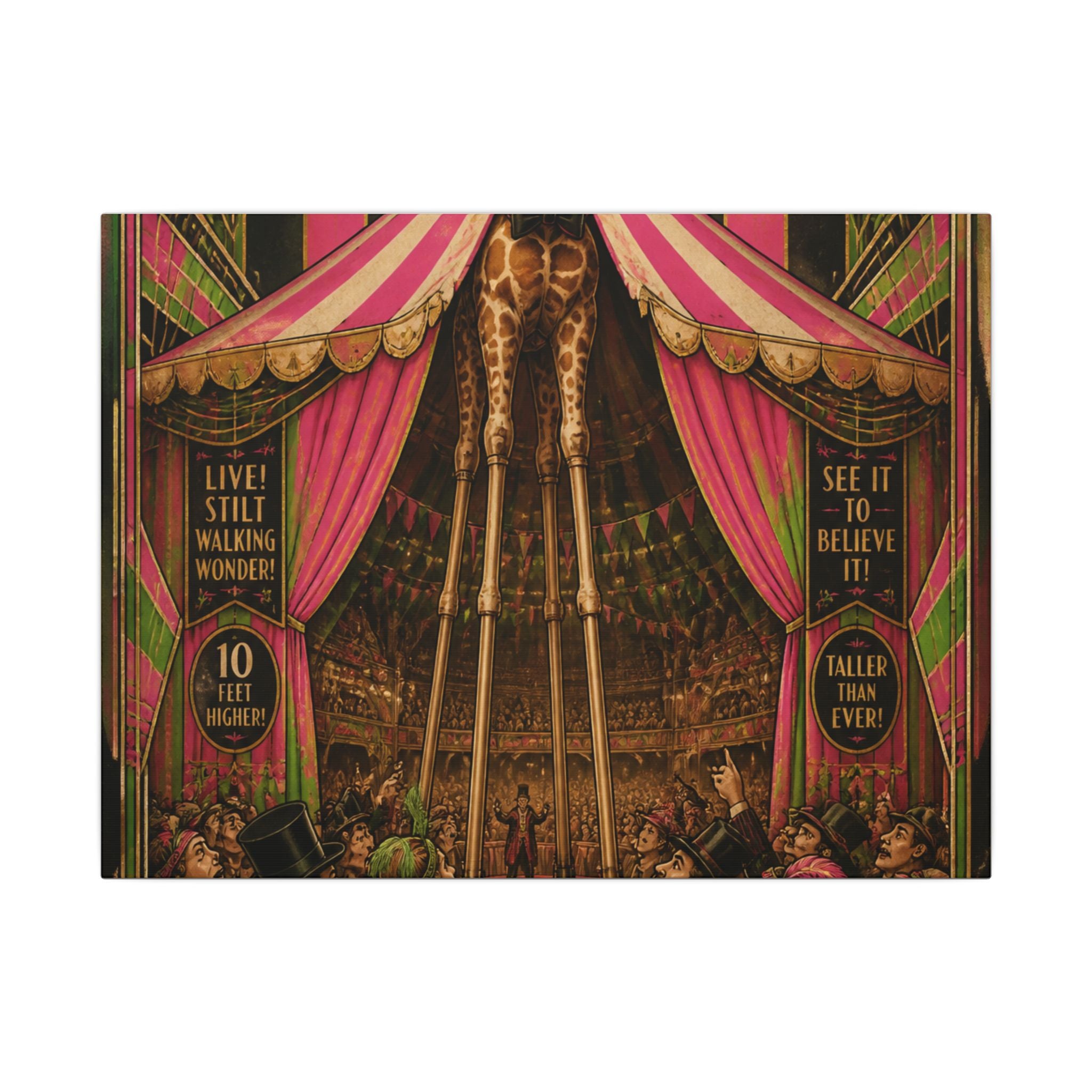Giraffe on Stilts Wall Art Canvas 24×36 Art Deco Bar Area Decor Maximalist Print