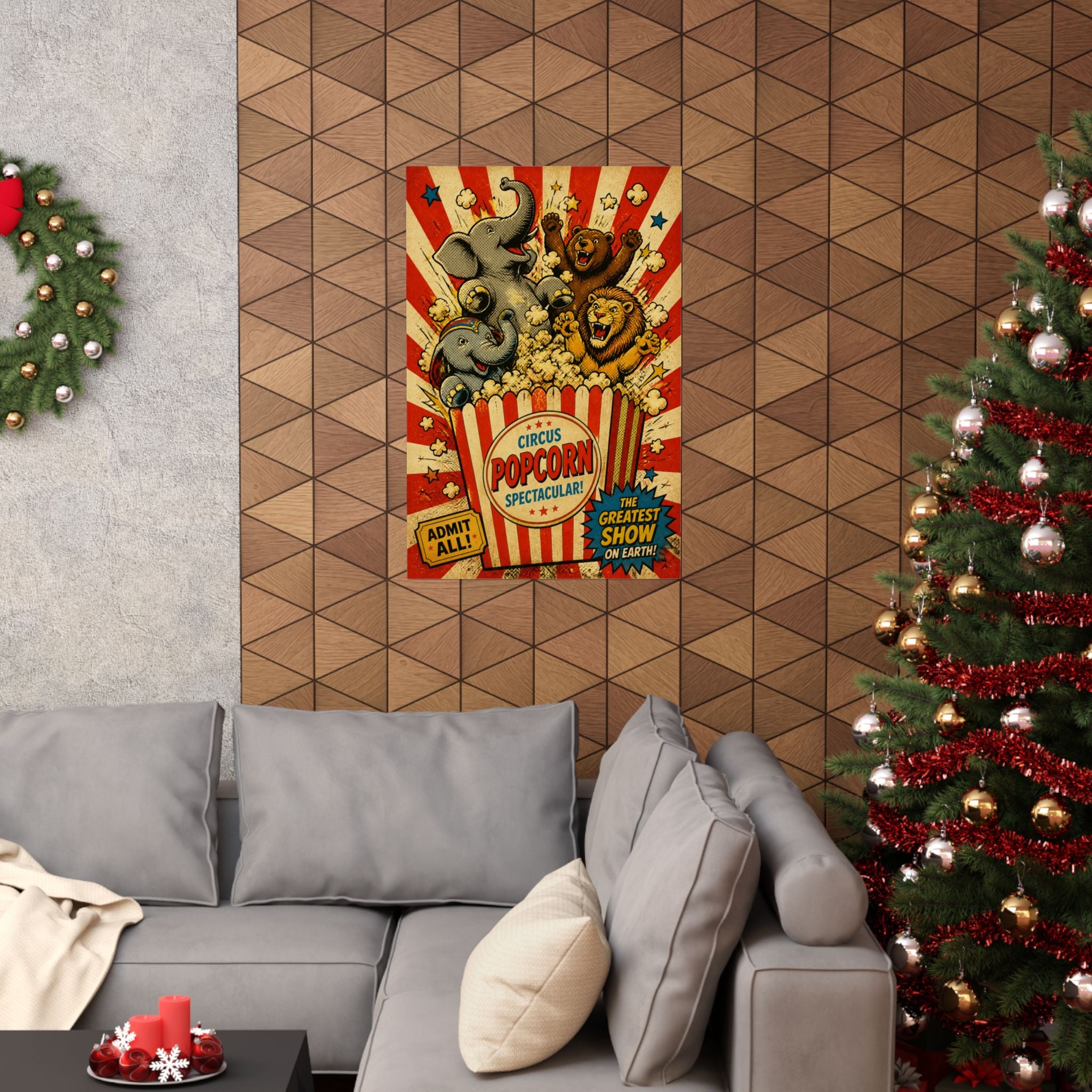 Popcorn Box Animals Wall Art Poster 24×36 Pop Art Restaurant Decor Maximalist Print