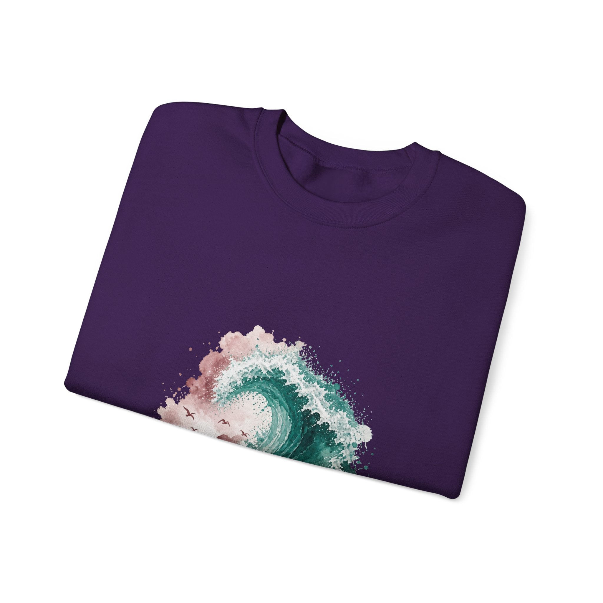 Matching Couple Sweatshirt - Mountain & Ocean Matching Couple Crewneck Sweatshirt Watercolor Art His Hers Engagement Gift - Design B