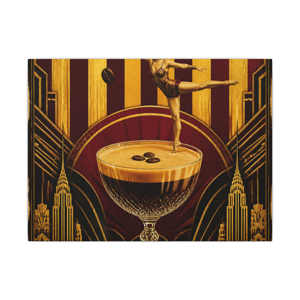 Espresso Martini Acrobat Wall Art Canvas 16×20 Art Deco Entryway Decor Maximalist Print