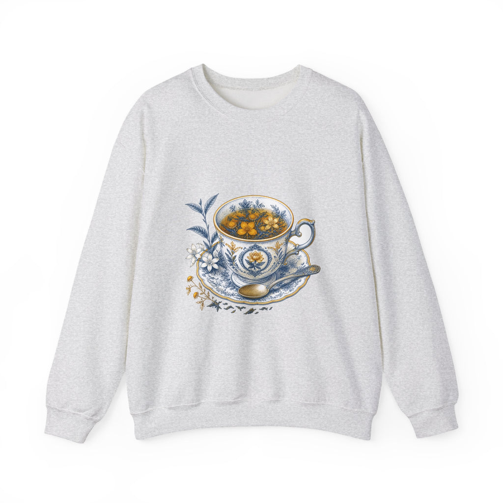 Matching Couple Sweatshirt - Coffee & Tea Matching Couple Crewneck Sweatshirt Vintage Art His Hers Wedding Gift - Design B