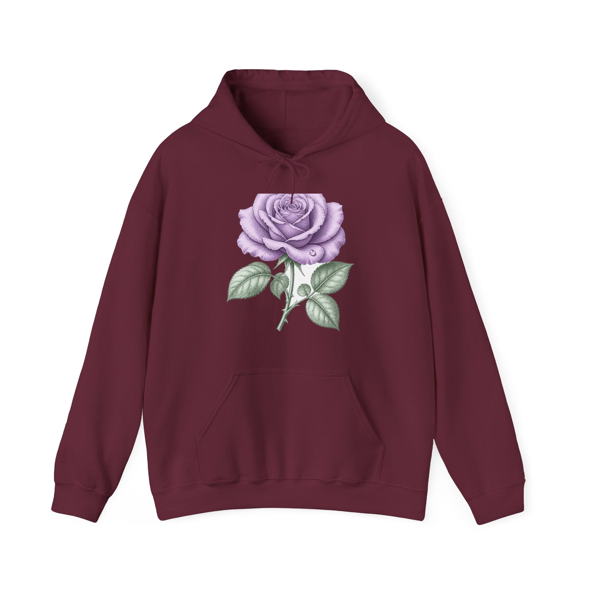 Matching Couple Sweatshirt - Rose & Thorn Matching Couple Hooded Sweatshirt Vintage Art His Hers Wedding Gift - Design A
