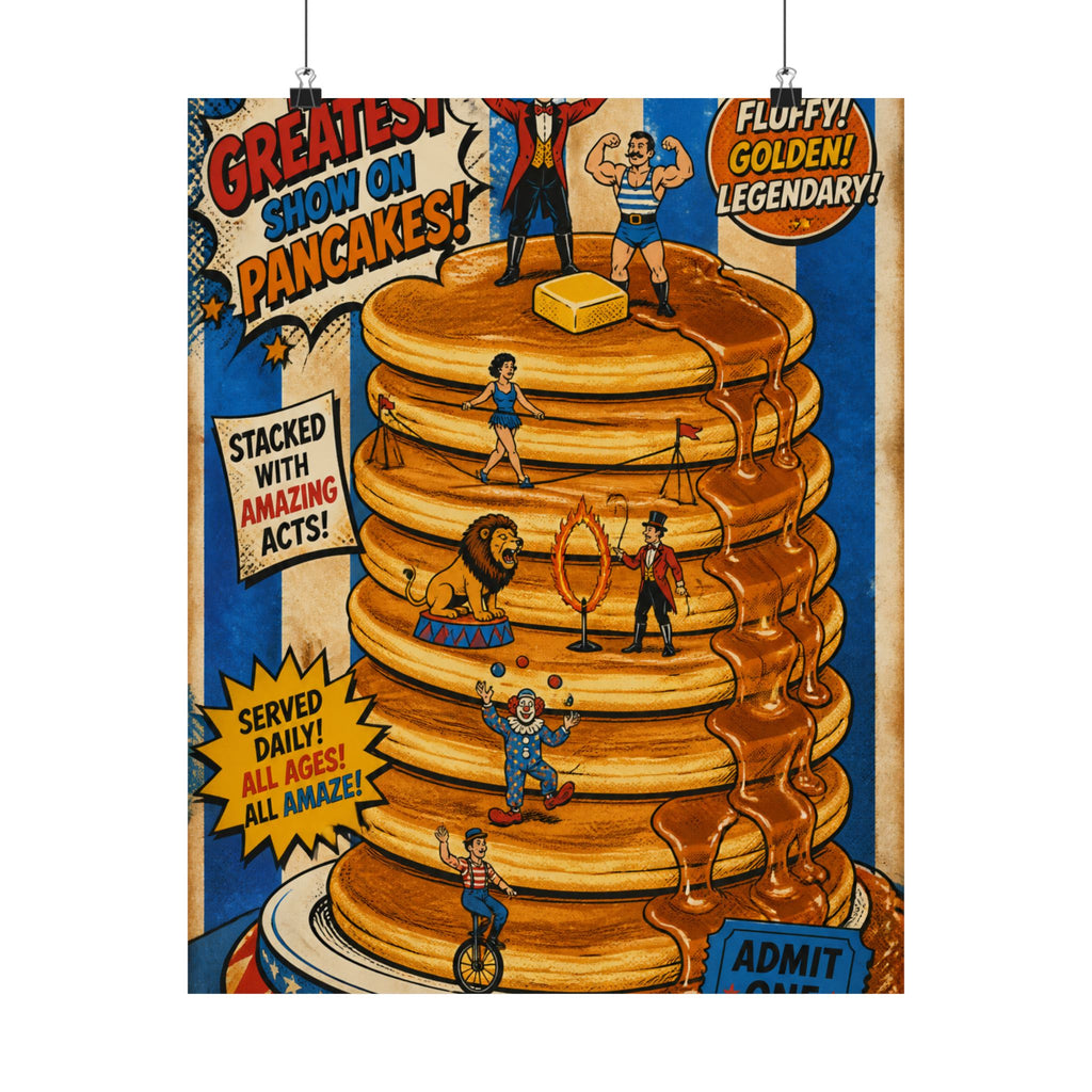 Pancake Stack Platform Wall Art Poster 24×36 Pop Art Restaurant Decor Maximalist Print