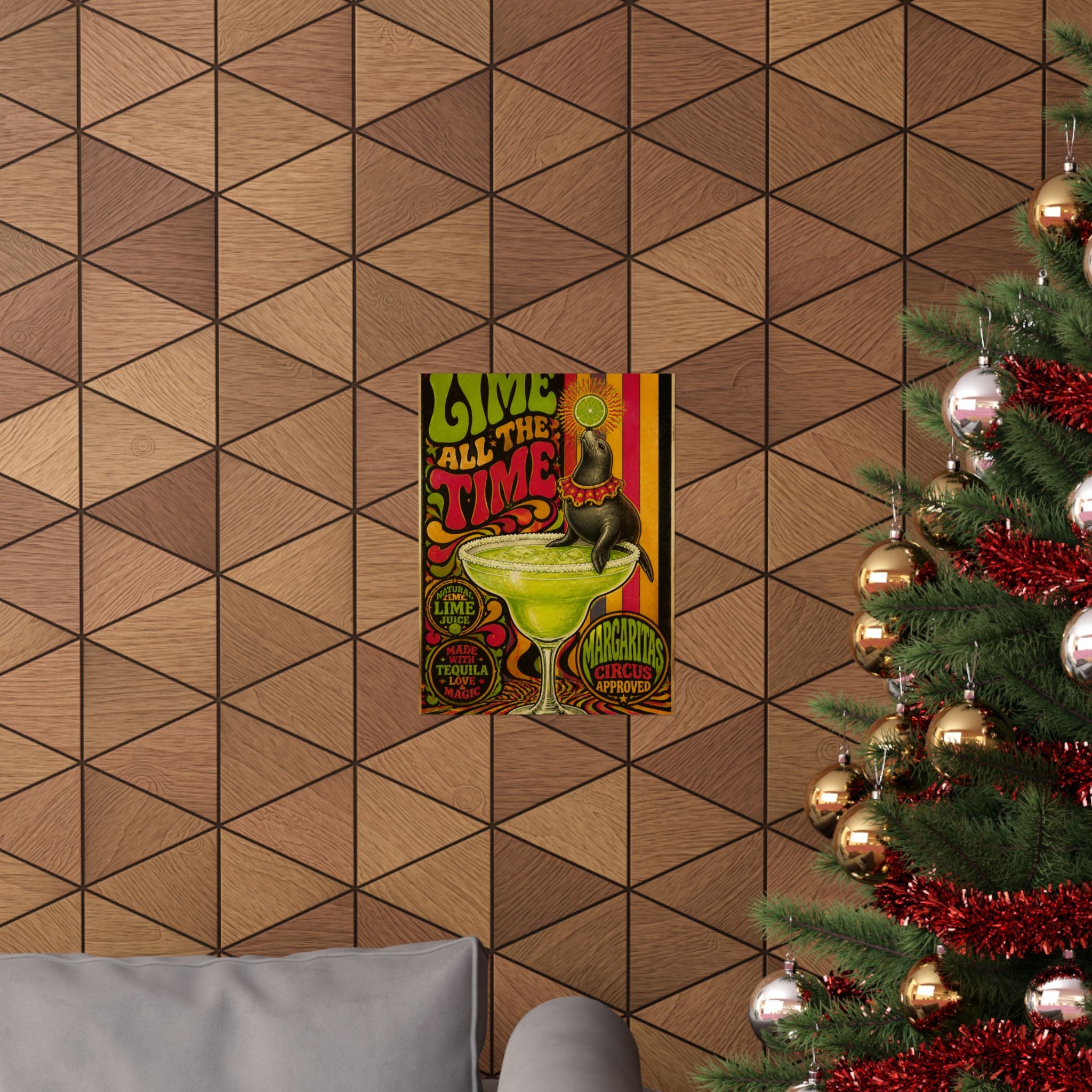 Margarita Balancing Seal Wall Art Poster 24×36 Psychedelic Dining Room Decor Maximalist Print