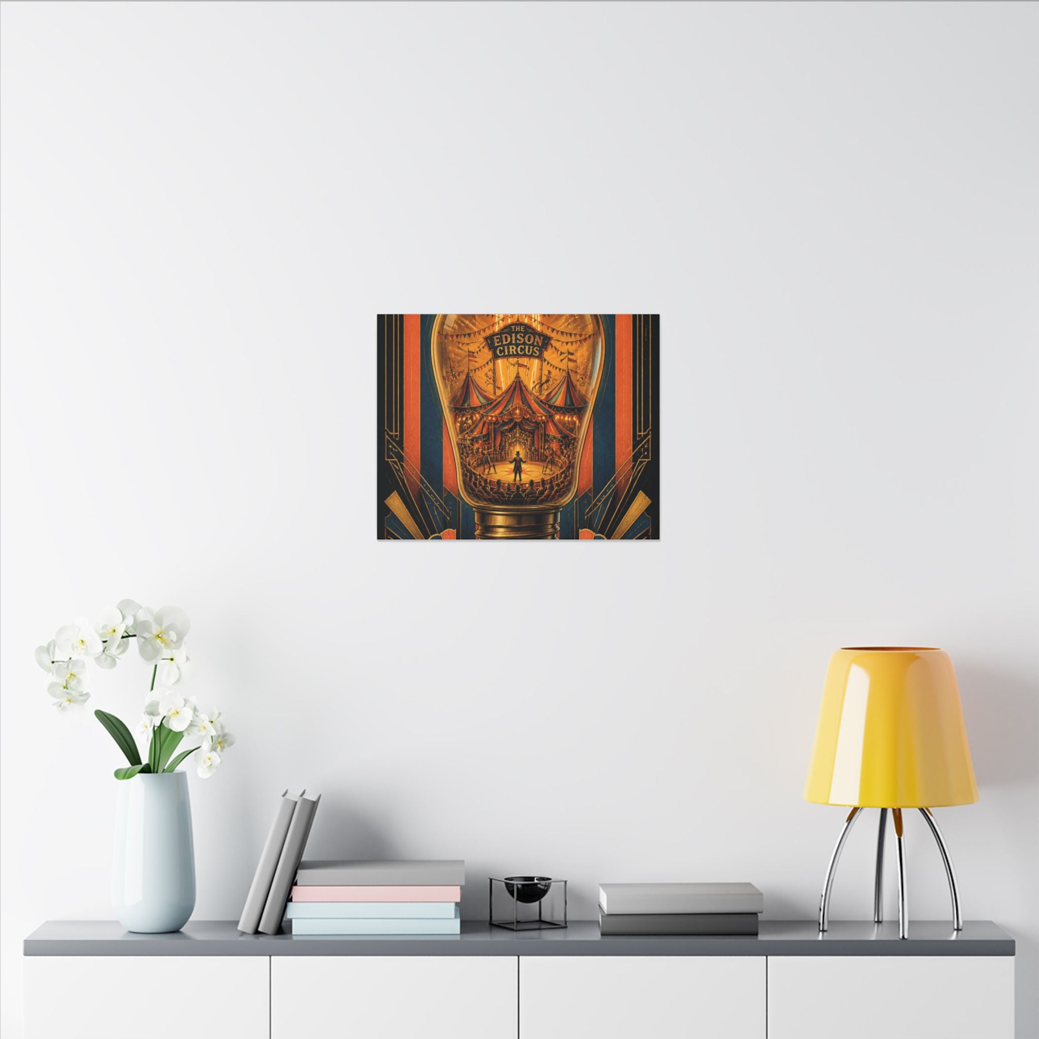 Light Bulb Circus Wall Art Canvas 16×20 Art Deco Entryway Decor Maximalist Print