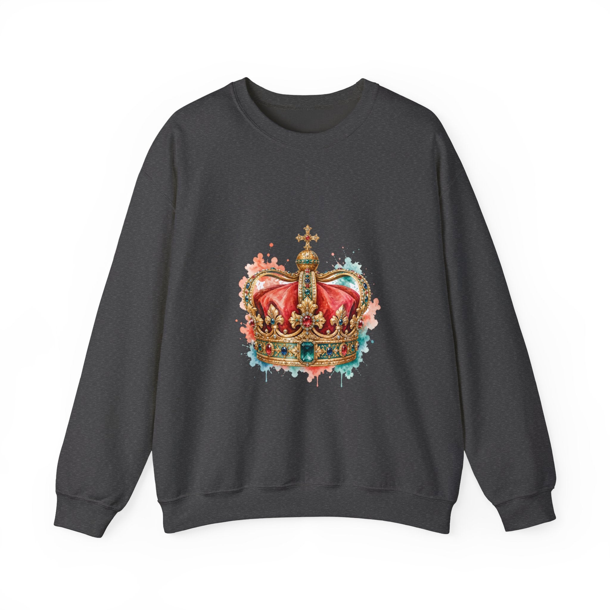 Matching Couple Sweatshirt - Crown & Shield Matching Couple Comfort Colors Crew Watercolor Art His Hers Birthday Gift - Design A