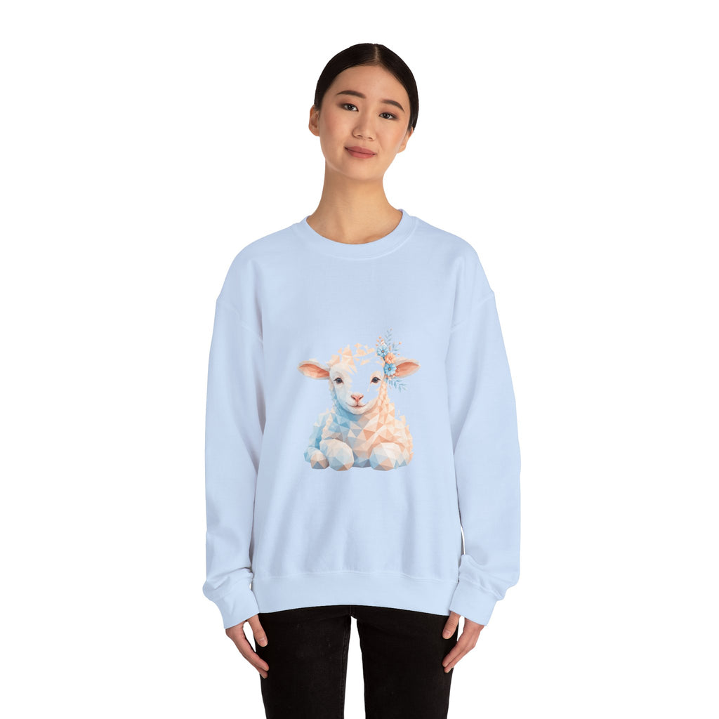 Matching Couple Sweatshirt - Lion & Lamb Matching Couple Premium Fleece Sweatshirt Geometric Art His Hers Love Gift - Design B