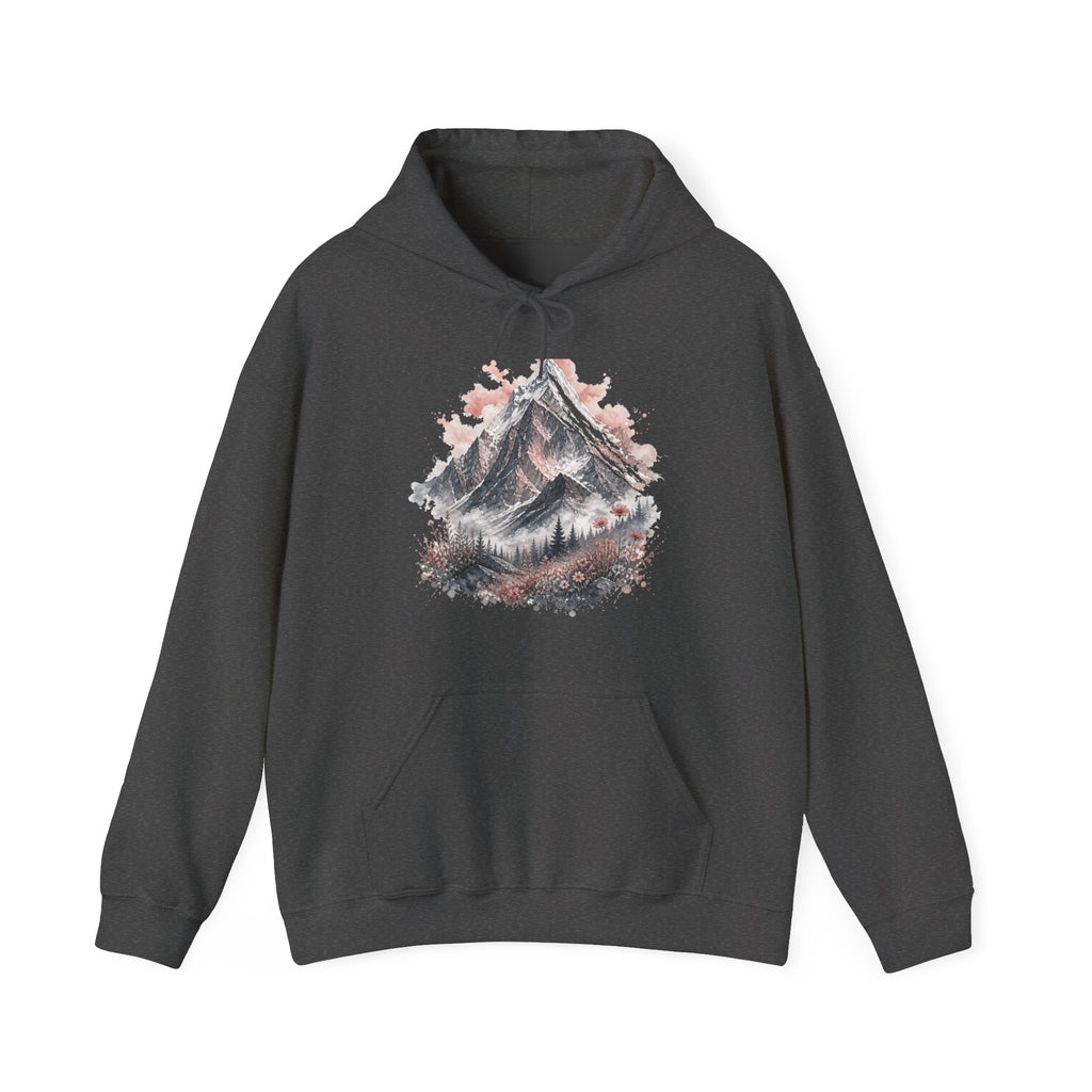 Matching Couple Sweatshirt - Mountain & Ocean Matching Couple Hooded Sweatshirt Watercolor Art His Hers Engagement Gift - Design A