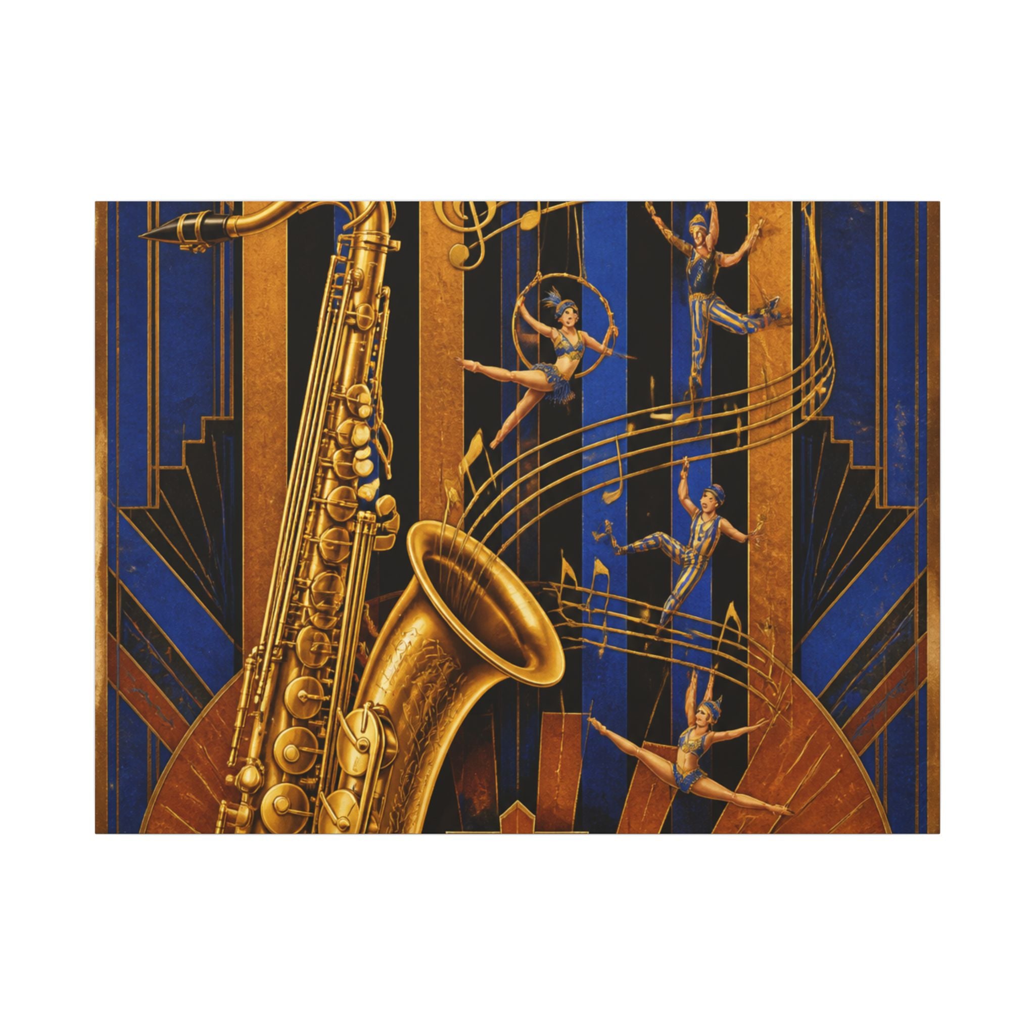 Saxophone Music Circus Wall Art Canvas 16×20 Art Deco Entryway Decor Maximalist Print