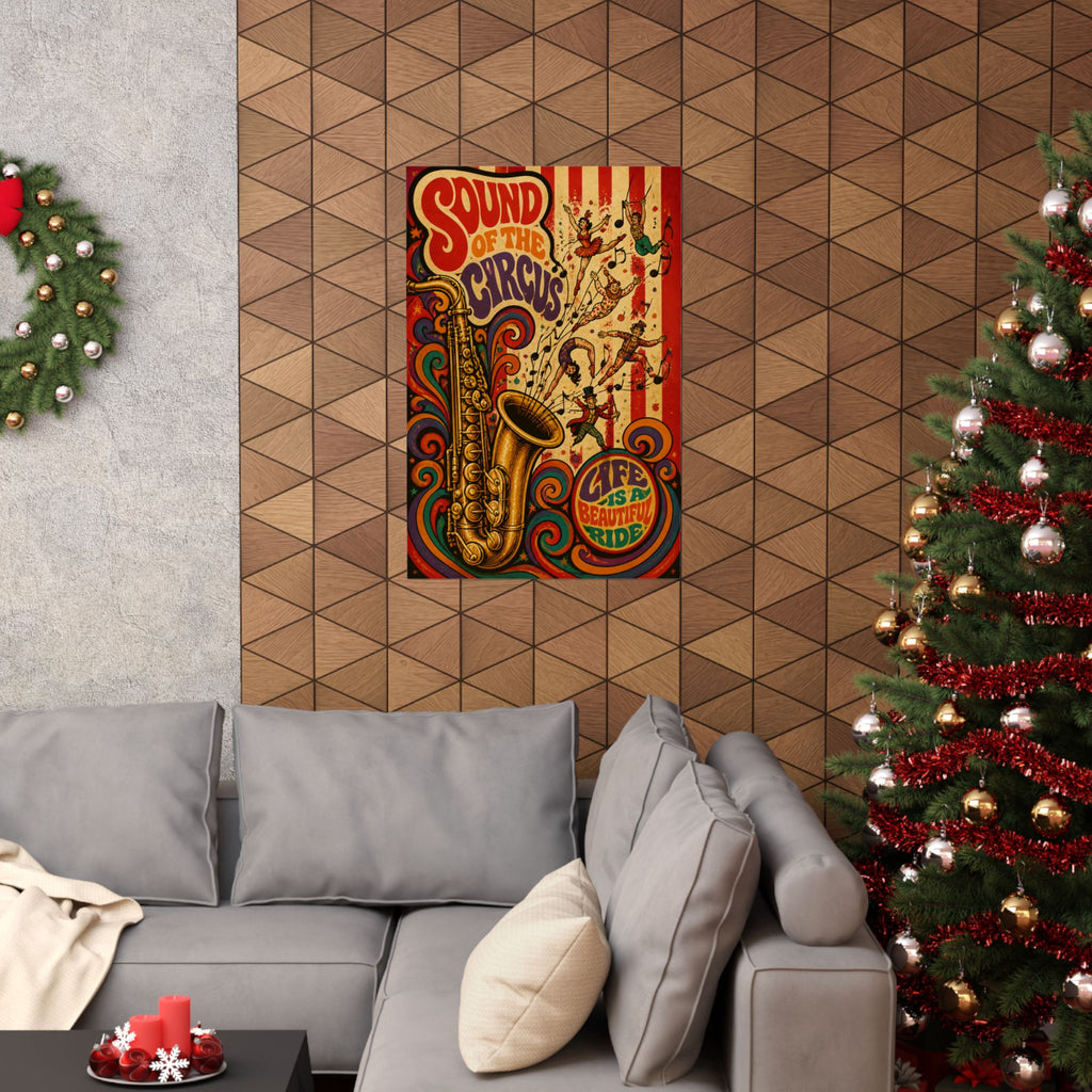 Saxophone Music Circus Wall Art Poster 18×24 Psychedelic Cafe Decor Maximalist Print