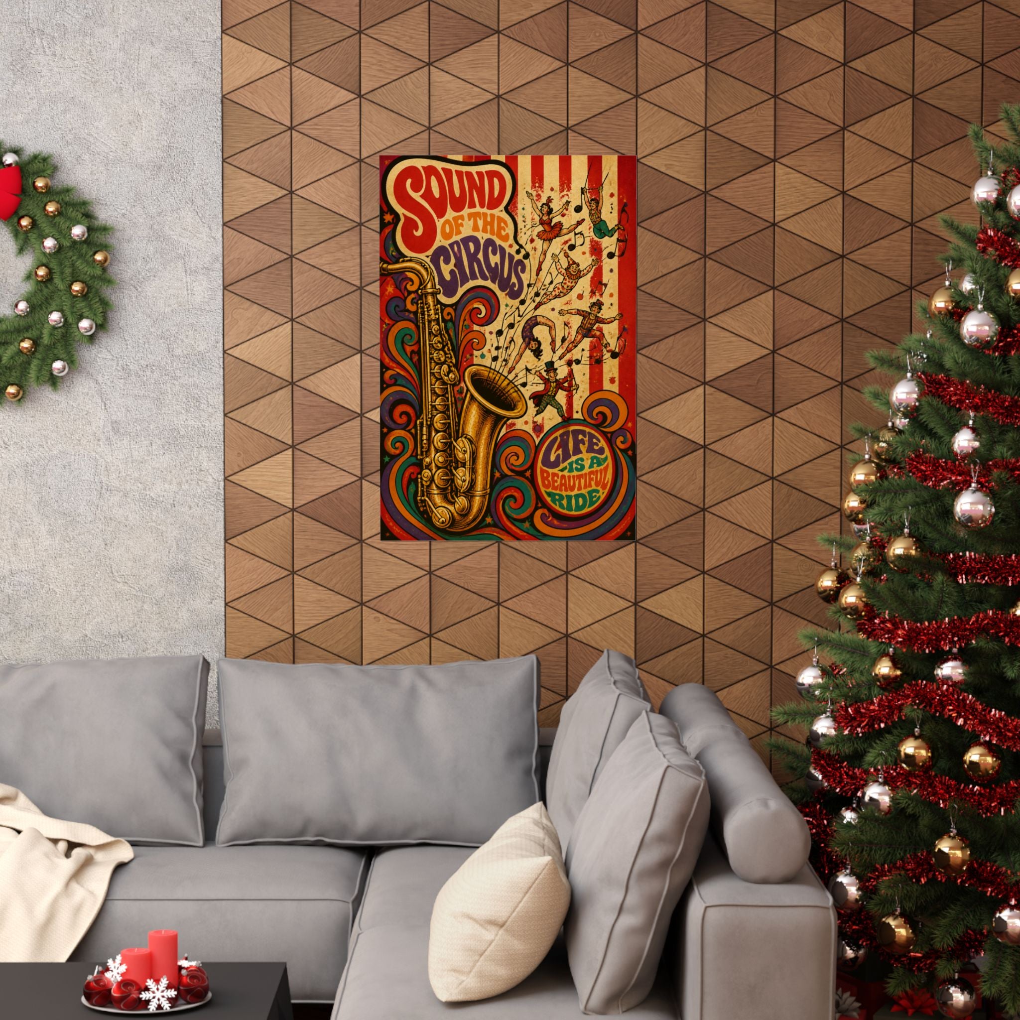 Saxophone Music Circus Wall Art Poster 18×24 Psychedelic Cafe Decor Maximalist Print