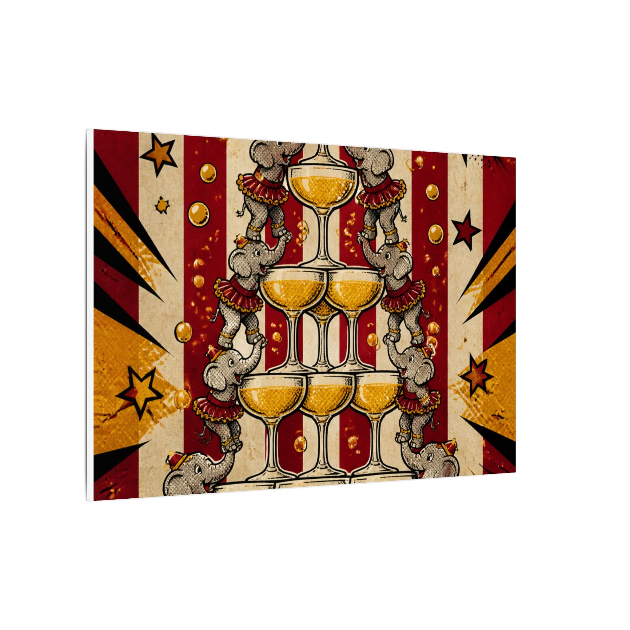 Champagne Tower Elephants Wall Art Canvas 24×36 Pop Art Restaurant Decor Maximalist Print