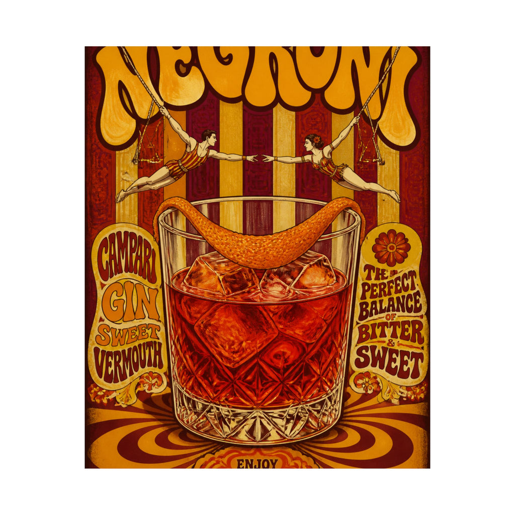 Negroni Trapeze Act Wall Art Poster 18×24 Psychedelic Cafe Decor Maximalist Print