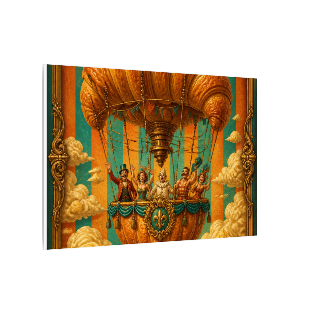 Croissant Hot Air Balloon Wall Art Canvas 24×36 Baroque Studio Decor Maximalist Print