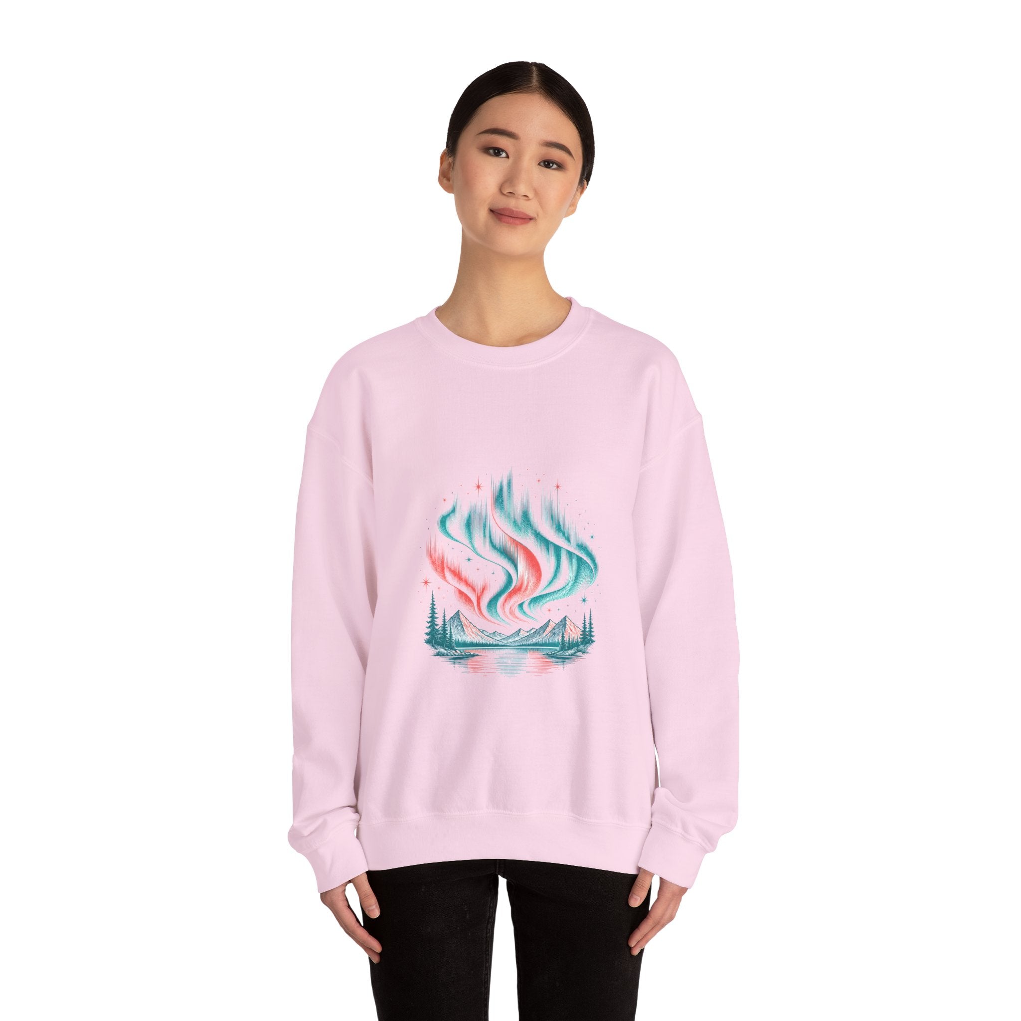 Matching Couple Sweatshirt - Aurora & Southern Cross Matching Couple Comfort Colors Crew Hand-Drawn Art His Hers Anniversary Gift - Design A