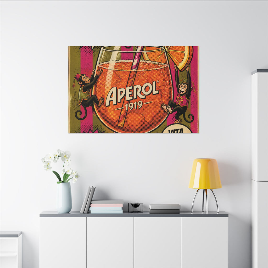 Aperol Spritz Monkeys Wall Art Canvas 16×20 Pop Art Living Room Decor Maximalist Print
