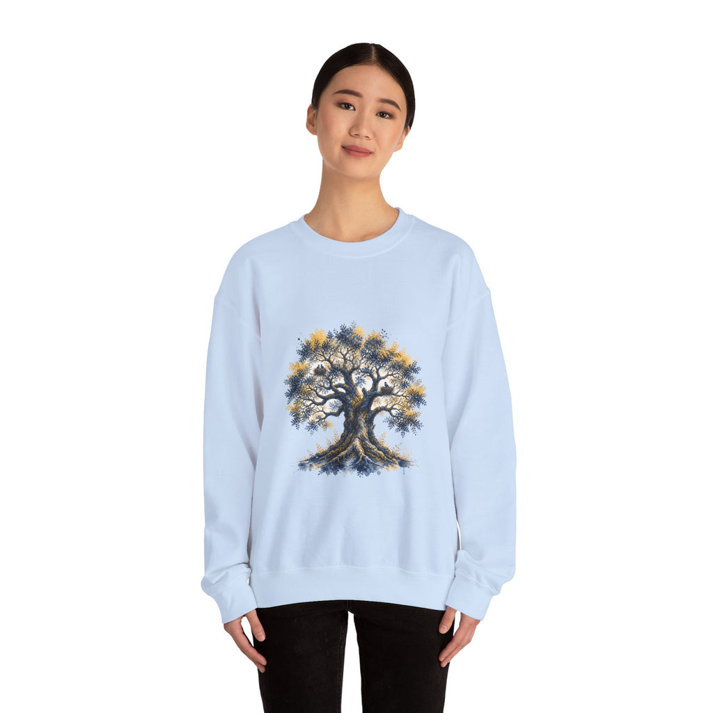 Matching Couple Sweatshirt - Ancient Oak & Deep Roots Matching Couple Premium Fleece Sweatshirt Watercolor Art His Hers Birthday Gift - Design A