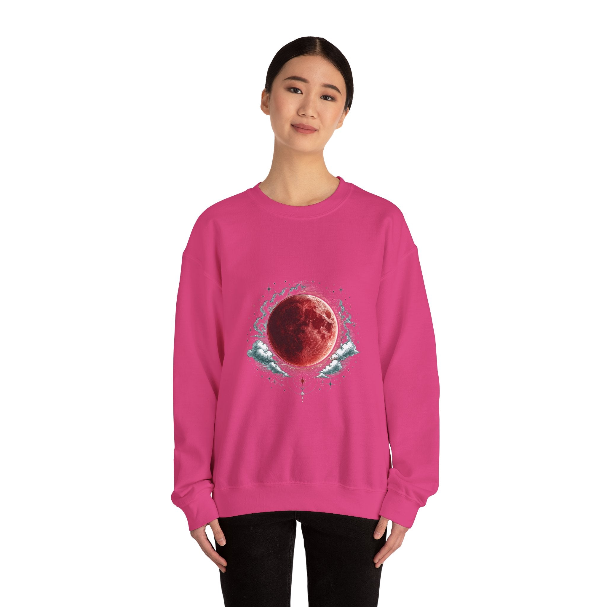 Matching Couple Sweatshirt - Solar & Lunar Eclipse Matching Couple Premium Fleece Sweatshirt Hand-Drawn Art His Hers Anniversary Gift - Design B