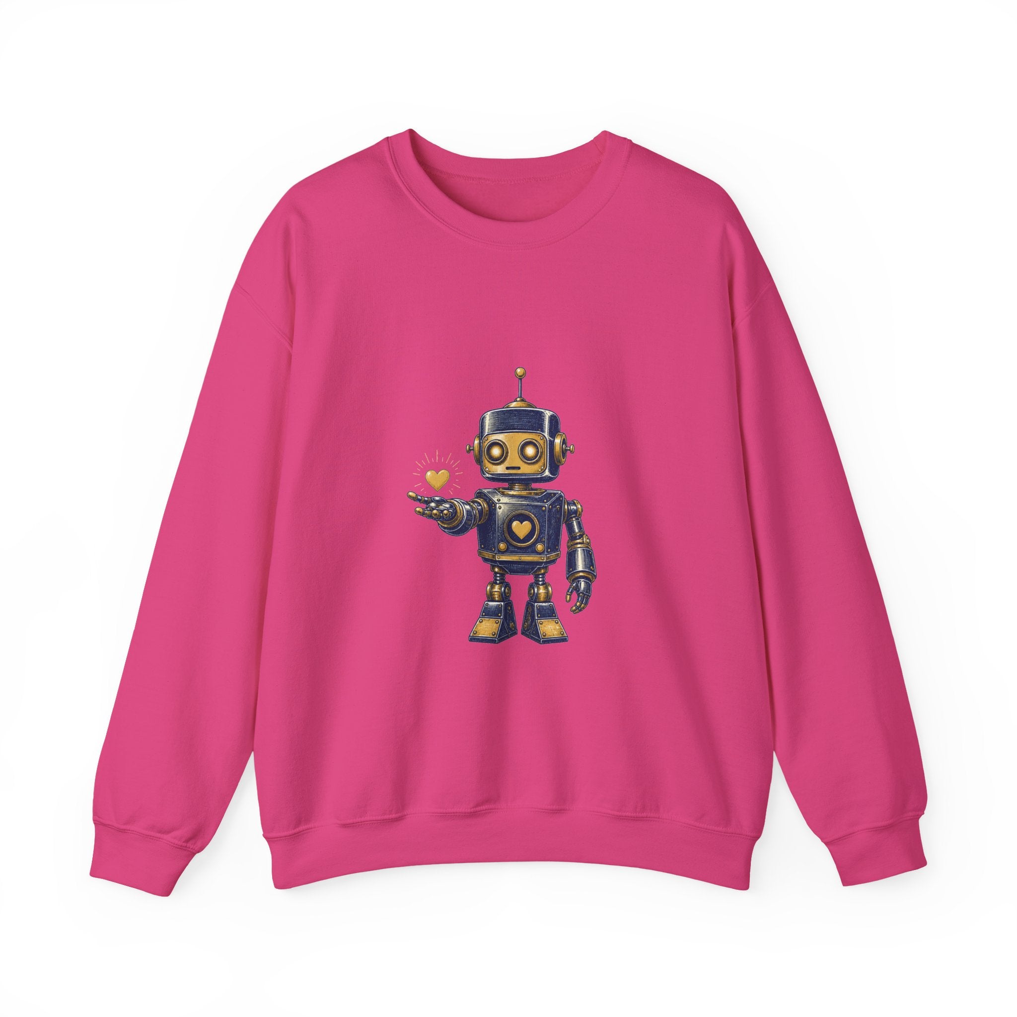 Matching Couple Sweatshirt - Robot & Heart Matching Couple Comfort Colors Crew Hand-Drawn Art His Hers Anniversary Gift - Design A