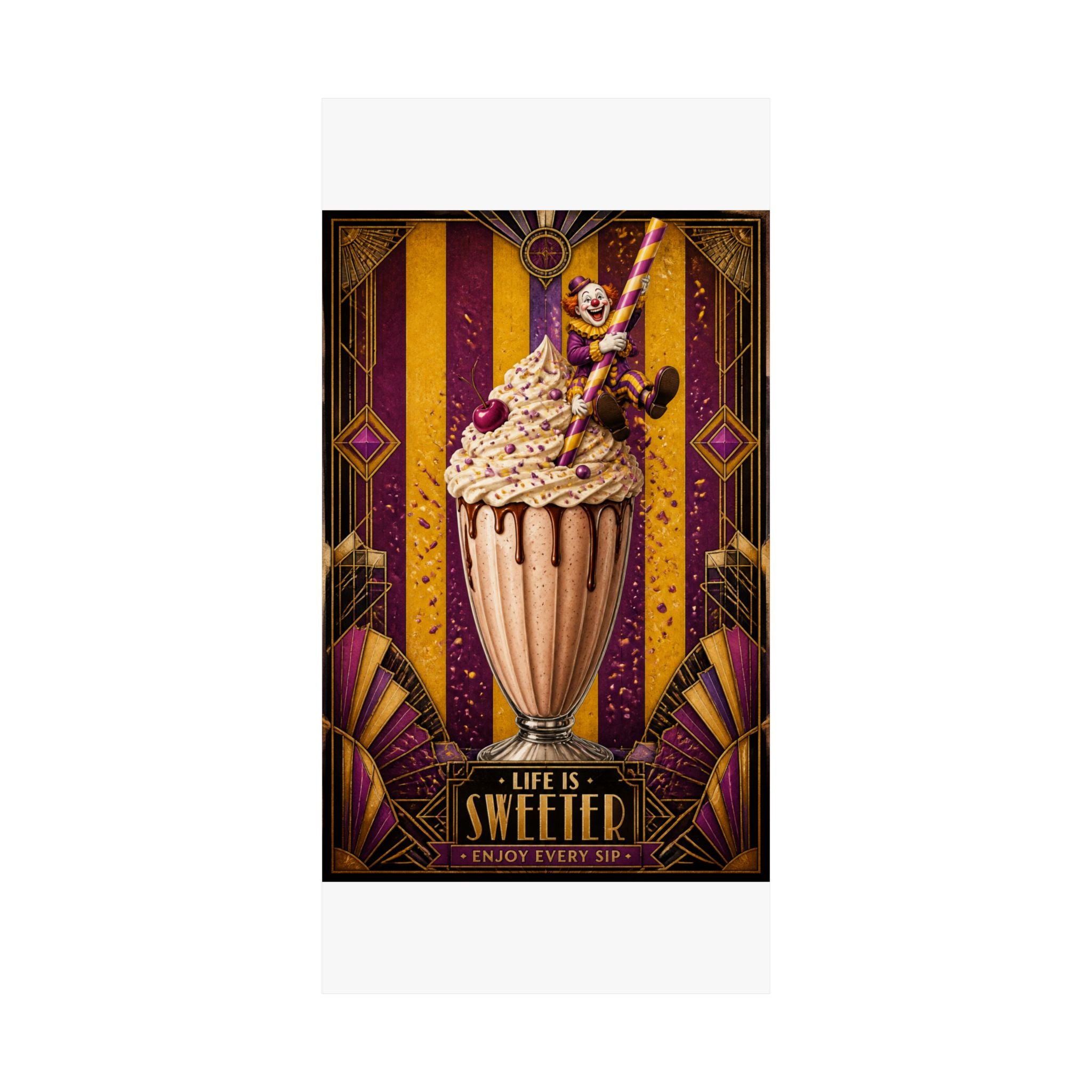 Milkshake Slide Clown Wall Art Poster 24×36 Art Deco Bar Area Decor Maximalist Print
