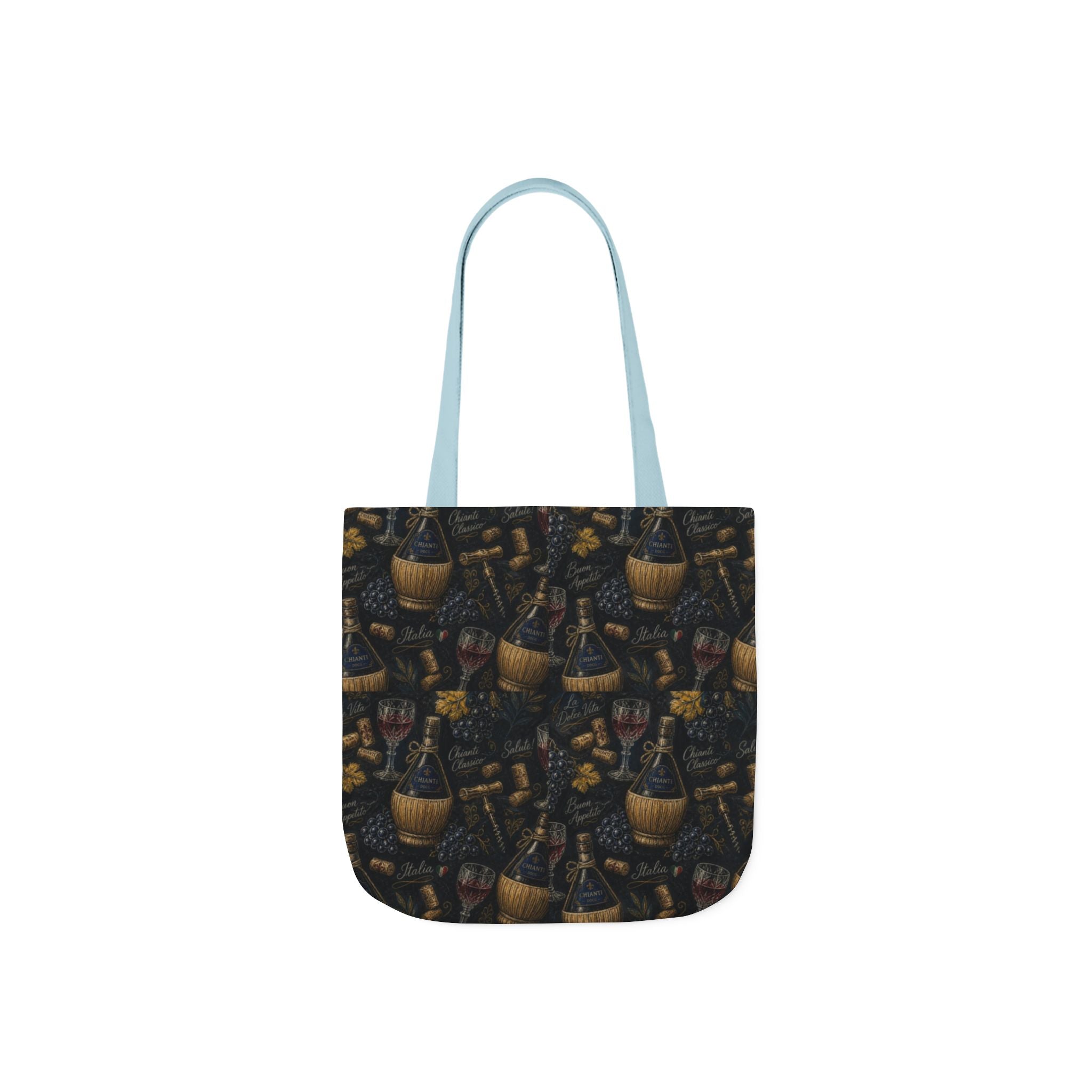 Wine Bottles & Glasses Canvas Tote Bag Mediterranean Kitchen Chalk Art Design Italian Cottagecore Gift