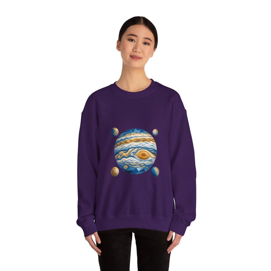 Matching Couple Sweatshirt - Saturn & Jupiter Matching Couple Premium Fleece Sweatshirt Geometric Art His Hers Love Gift - Design B