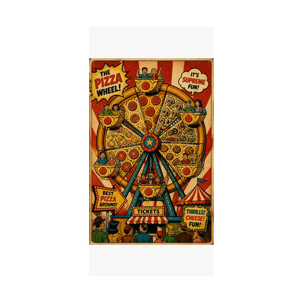Pizza Ferris Wheel Wall Art Poster 18×24 Pop Art Living Room Decor Maximalist Print