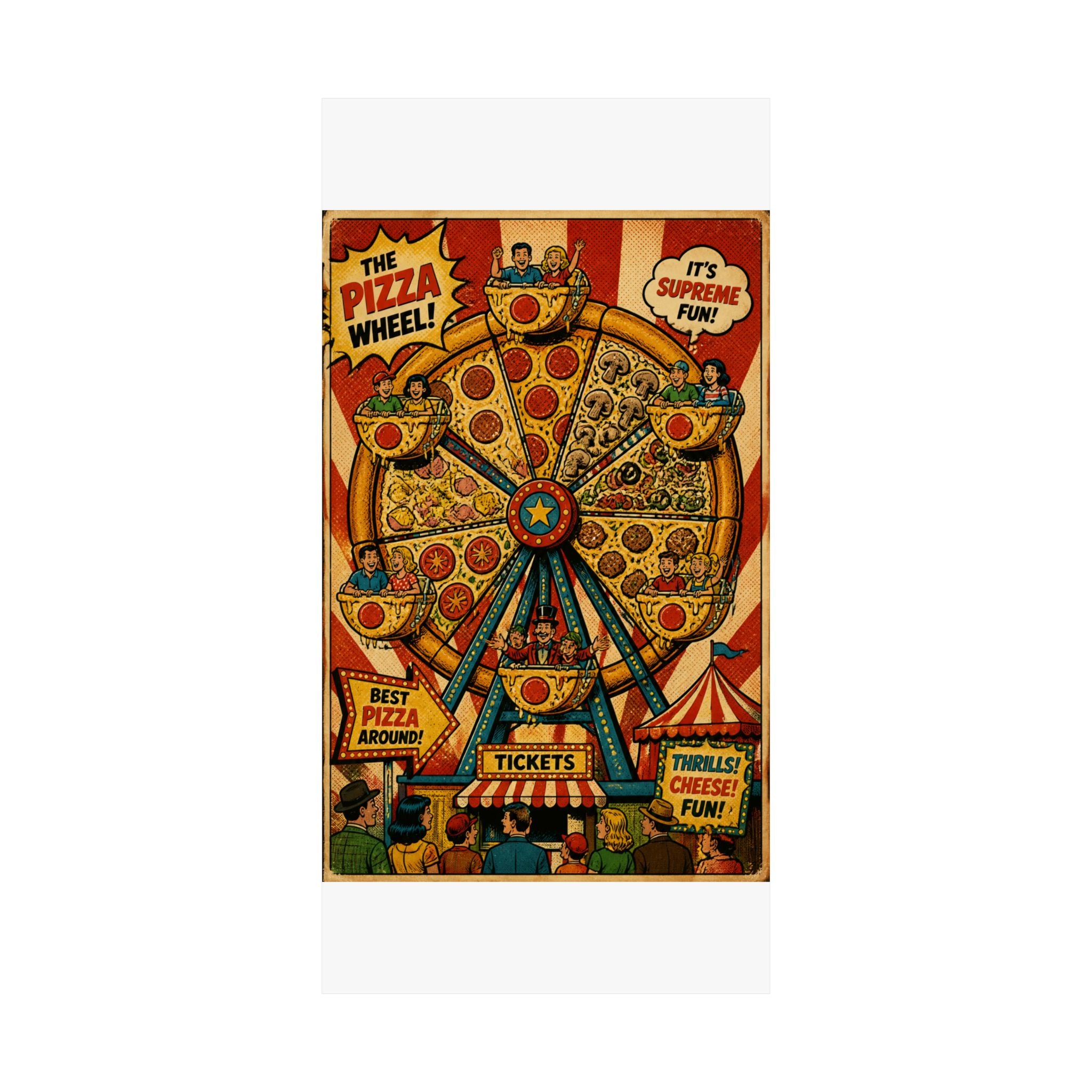 Pizza Ferris Wheel Wall Art Poster 18×24 Pop Art Living Room Decor Maximalist Print