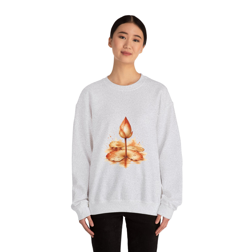 Matching Couple Sweatshirt - Open & Closed Lotus Matching Couple Comfort Colors Crew Watercolor Art His Hers Birthday Gift - Design B