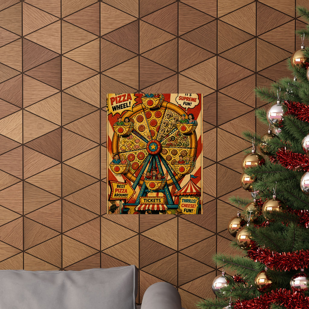 Pizza Ferris Wheel Wall Art Poster 18×24 Pop Art Living Room Decor Maximalist Print