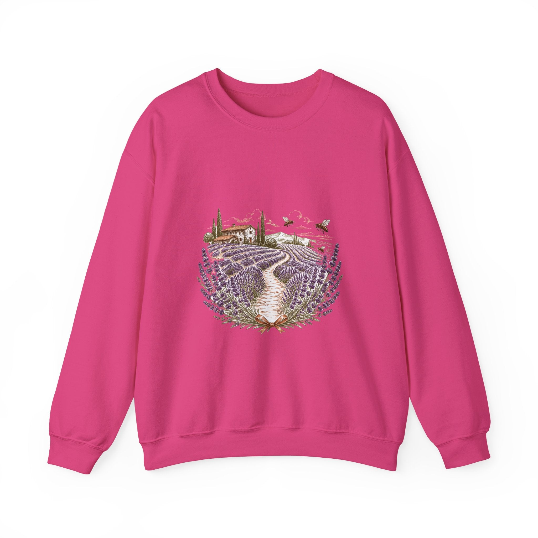 Matching Couple Sweatshirt - Lavender Fields & Canyon Matching Couple Premium Fleece Sweatshirt Hand-Drawn Art His Hers Anniversary Gift - Design A