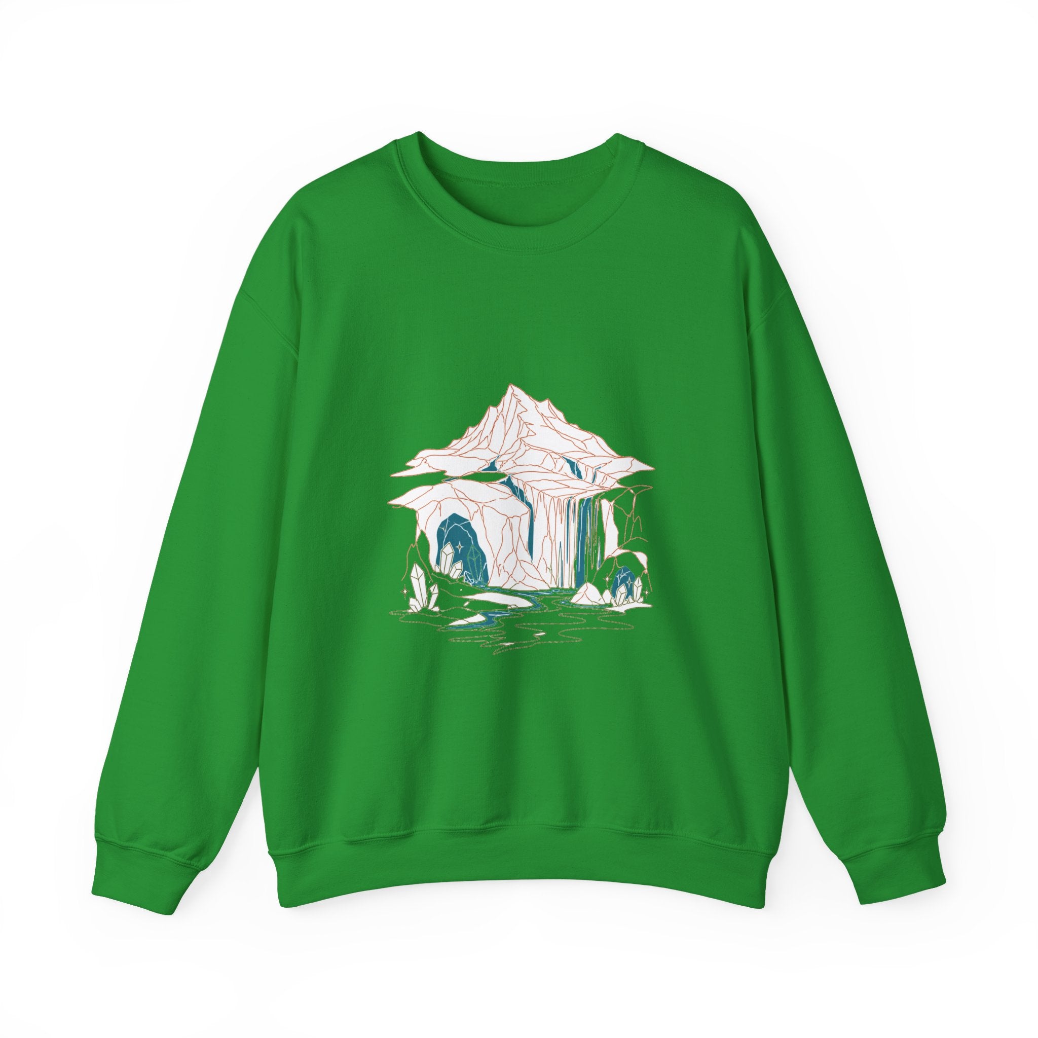 Matching Couple Sweatshirt - Volcano & Glacier Matching Couple Crewneck Sweatshirt Minimalist Art His Hers Valentine Gift - Design B