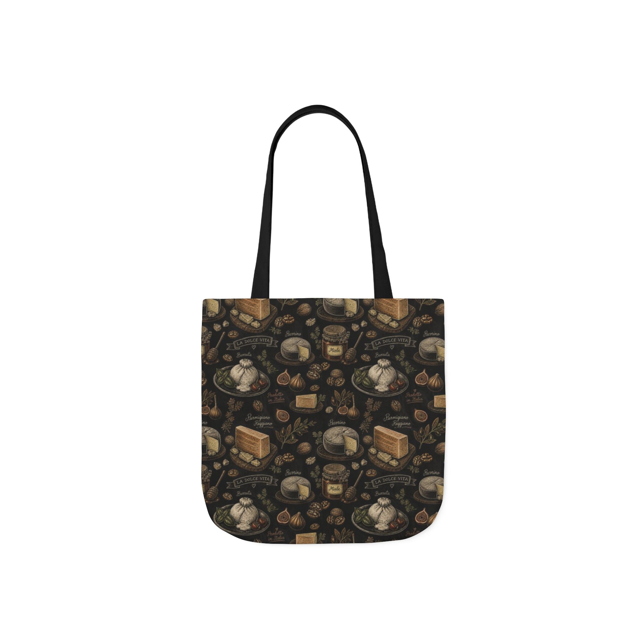 Italian Cheese Board Canvas Tote Bag Mediterranean Kitchen Chalk Art Design Italian Cottagecore Gift