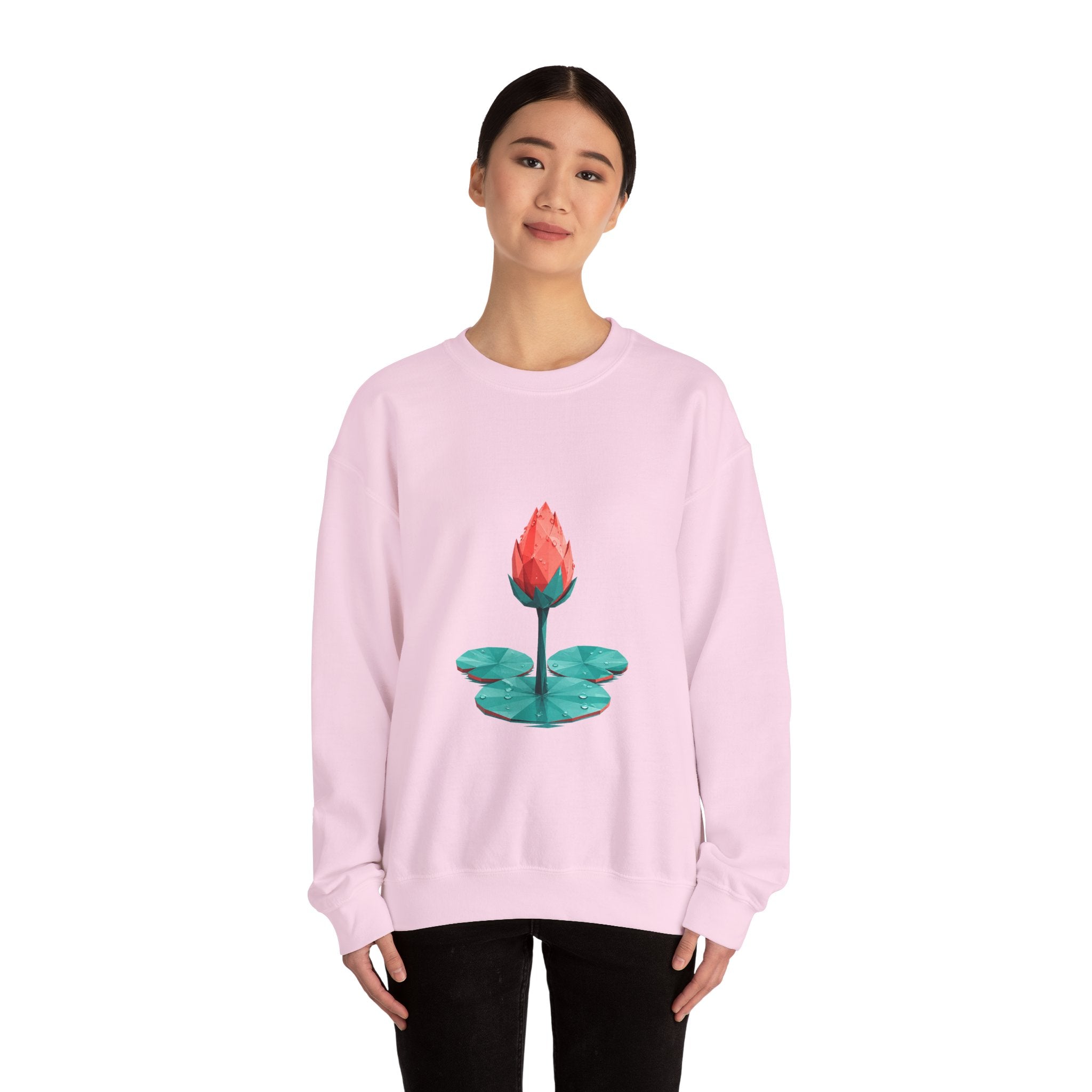 Matching Couple Sweatshirt - Open & Closed Lotus Matching Couple Premium Fleece Sweatshirt Geometric Art His Hers Love Gift - Design B