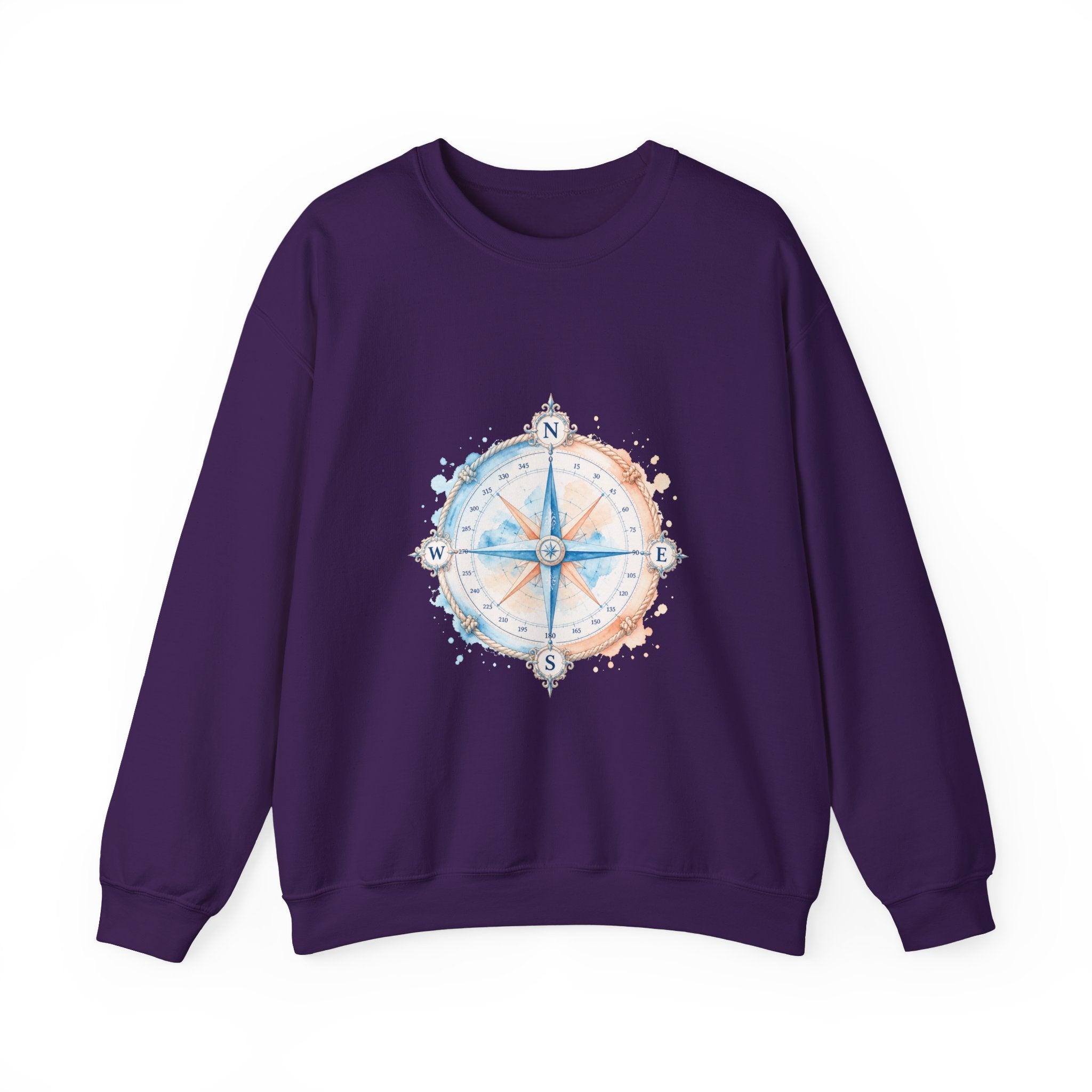 Matching Couple Sweatshirt - Compass North & South Matching Couple Premium Fleece Sweatshirt Watercolor Art His Hers Birthday Gift - Design A