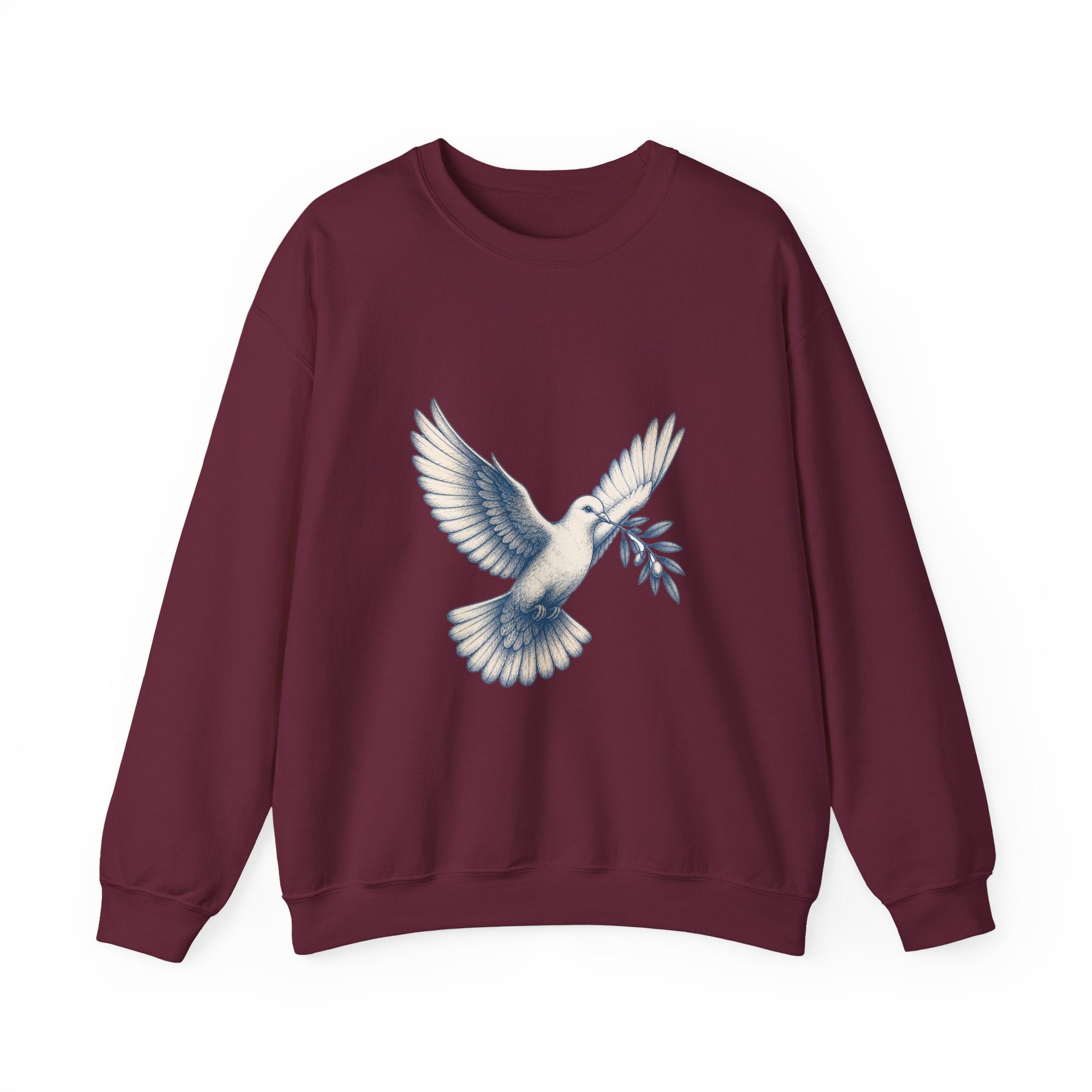 Matching Couple Sweatshirt - Wolf & Dove Matching Couple Premium Fleece Sweatshirt Hand-Drawn Art His Hers Anniversary Gift - Design B