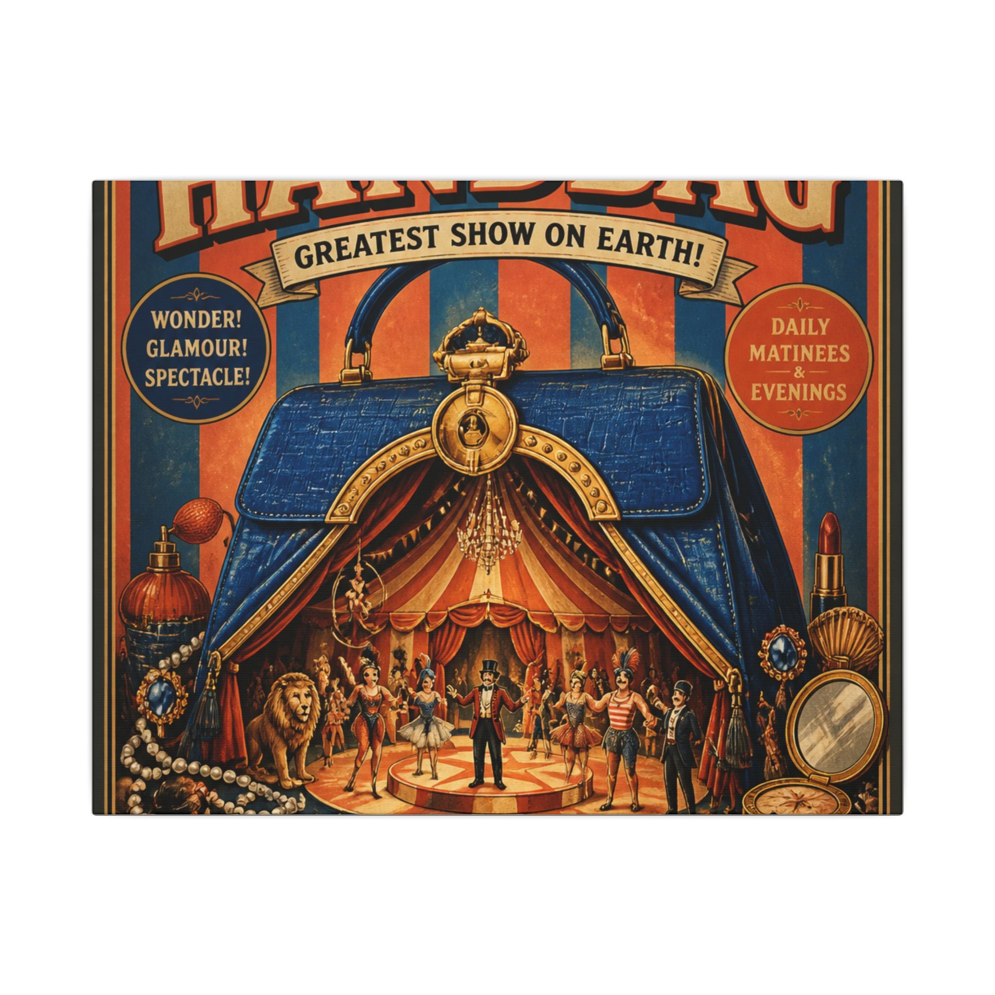 Handbag Big Top Wall Art Canvas 16×20 Vintage Circus Kitchen Decor Maximalist Print