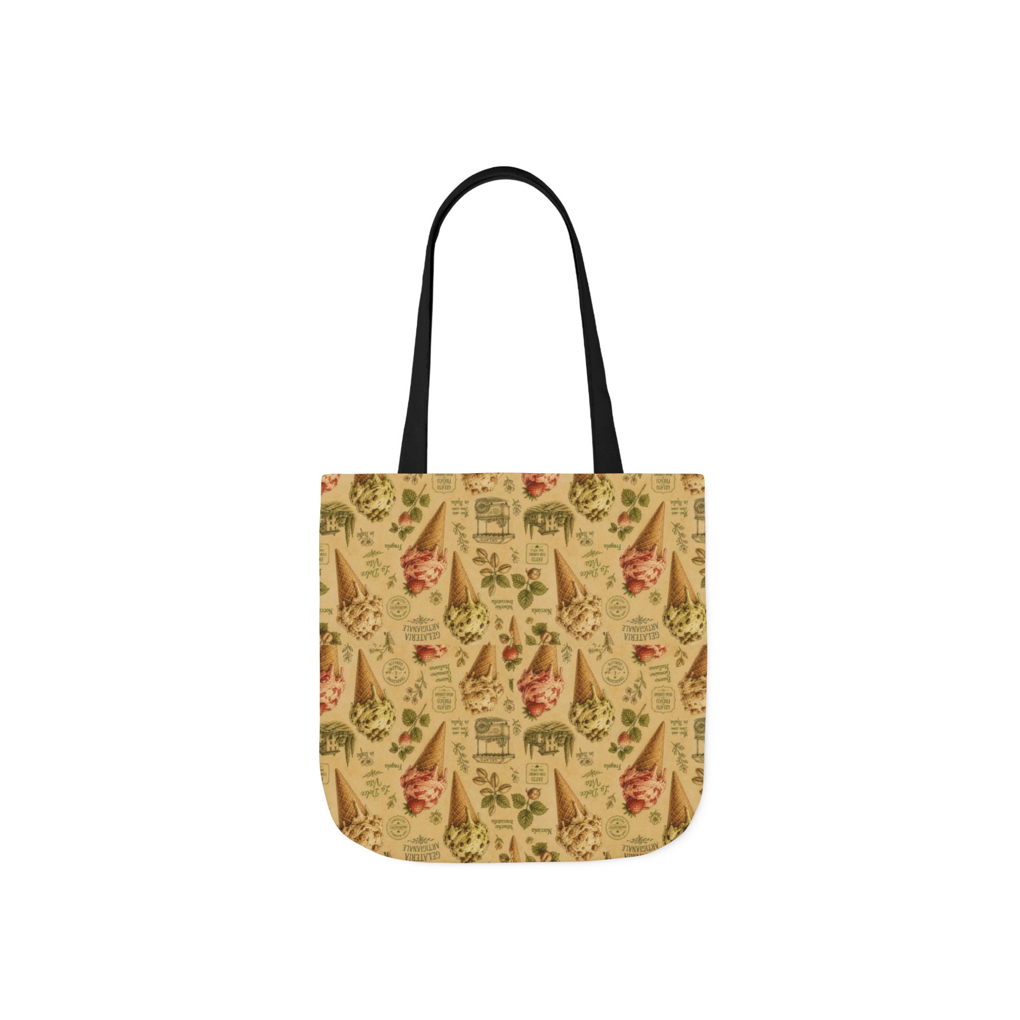 Gelato Scoops Canvas Tote Bag Mediterranean Kitchen Botanical Design Italian Cottagecore Gift
