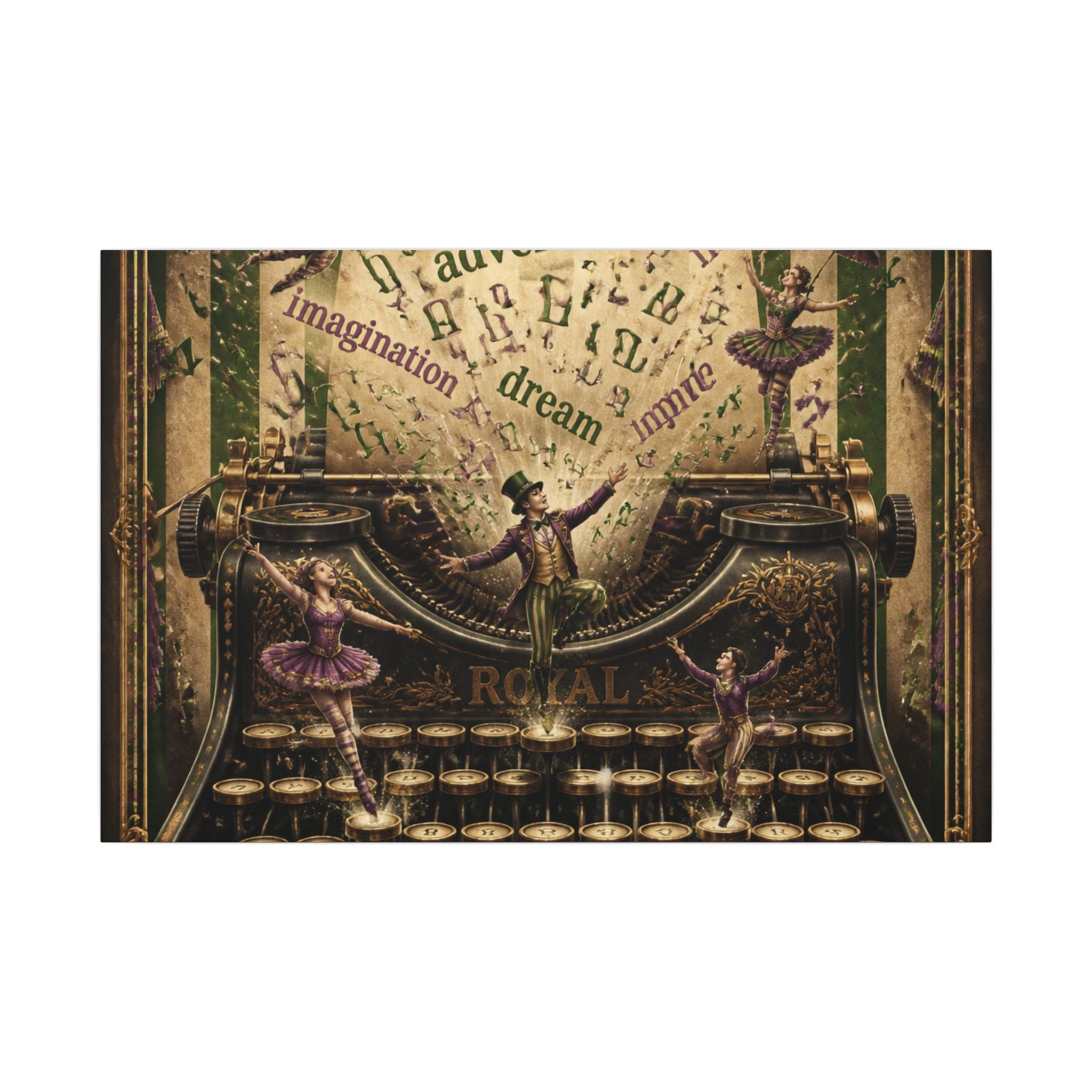 Typewriter Flying Letters Wall Art Canvas 16×20 Baroque Home Office Decor Maximalist Print