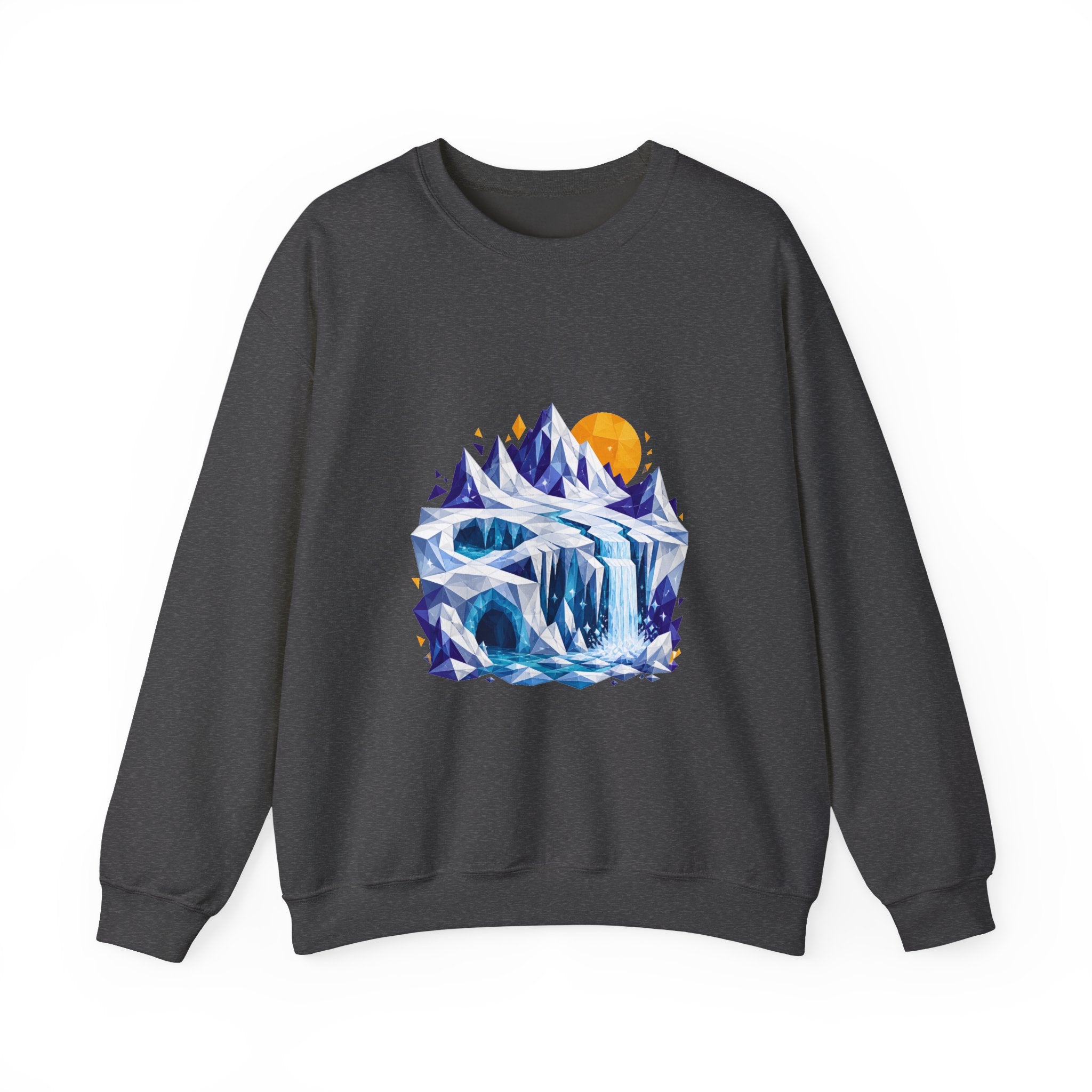 Matching Couple Sweatshirt - Volcano & Glacier Matching Couple Crewneck Sweatshirt Geometric Art His Hers Couple Gift - Design B